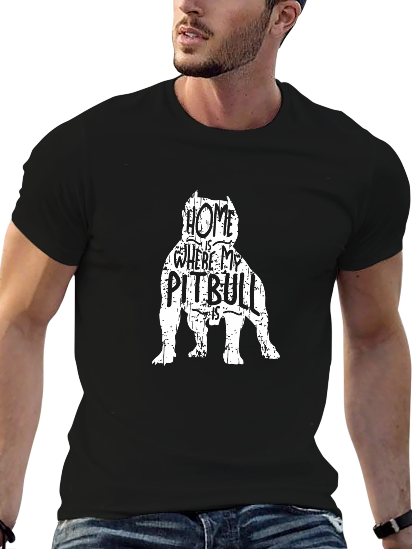 Black Home is Where My Pitbull Is T-Shirt view 6