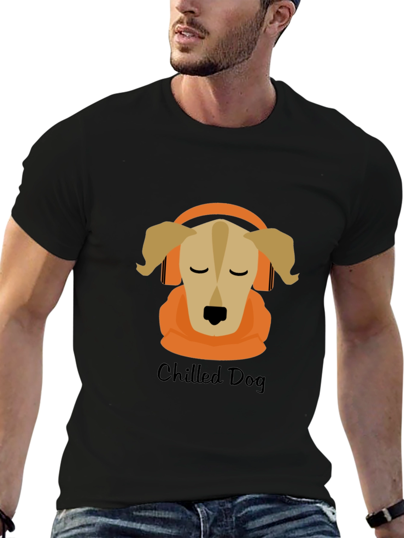 Black Chilled Dog Graphic Tee - Cool Canine Design view 6