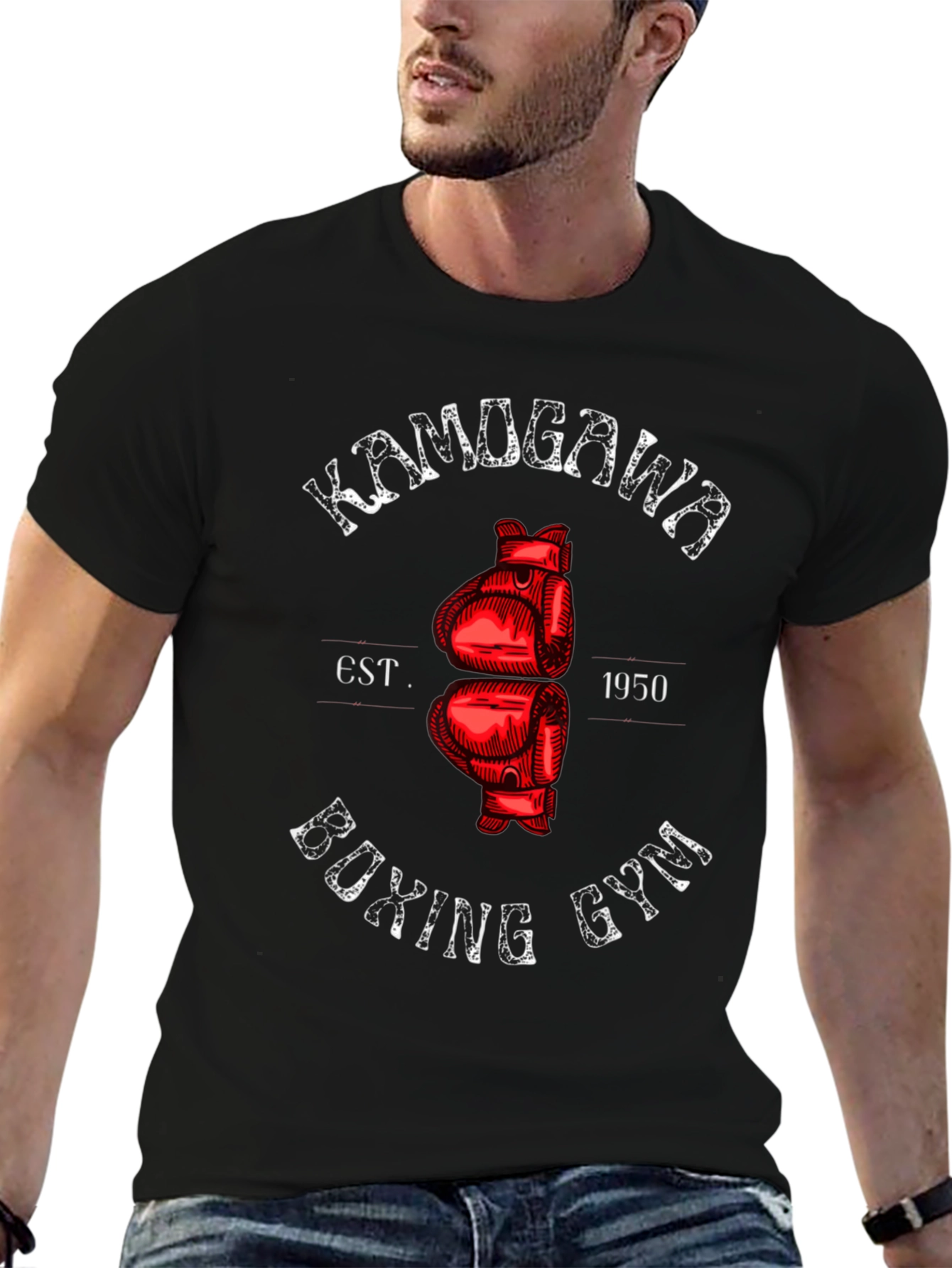 Black Kamogawa Boxing Gym Graphic T-Shirt view 6
