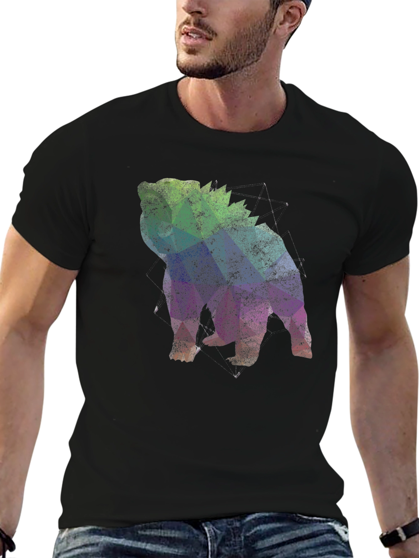 Black Geometric Bulldog Graphic T-Shirt view 6