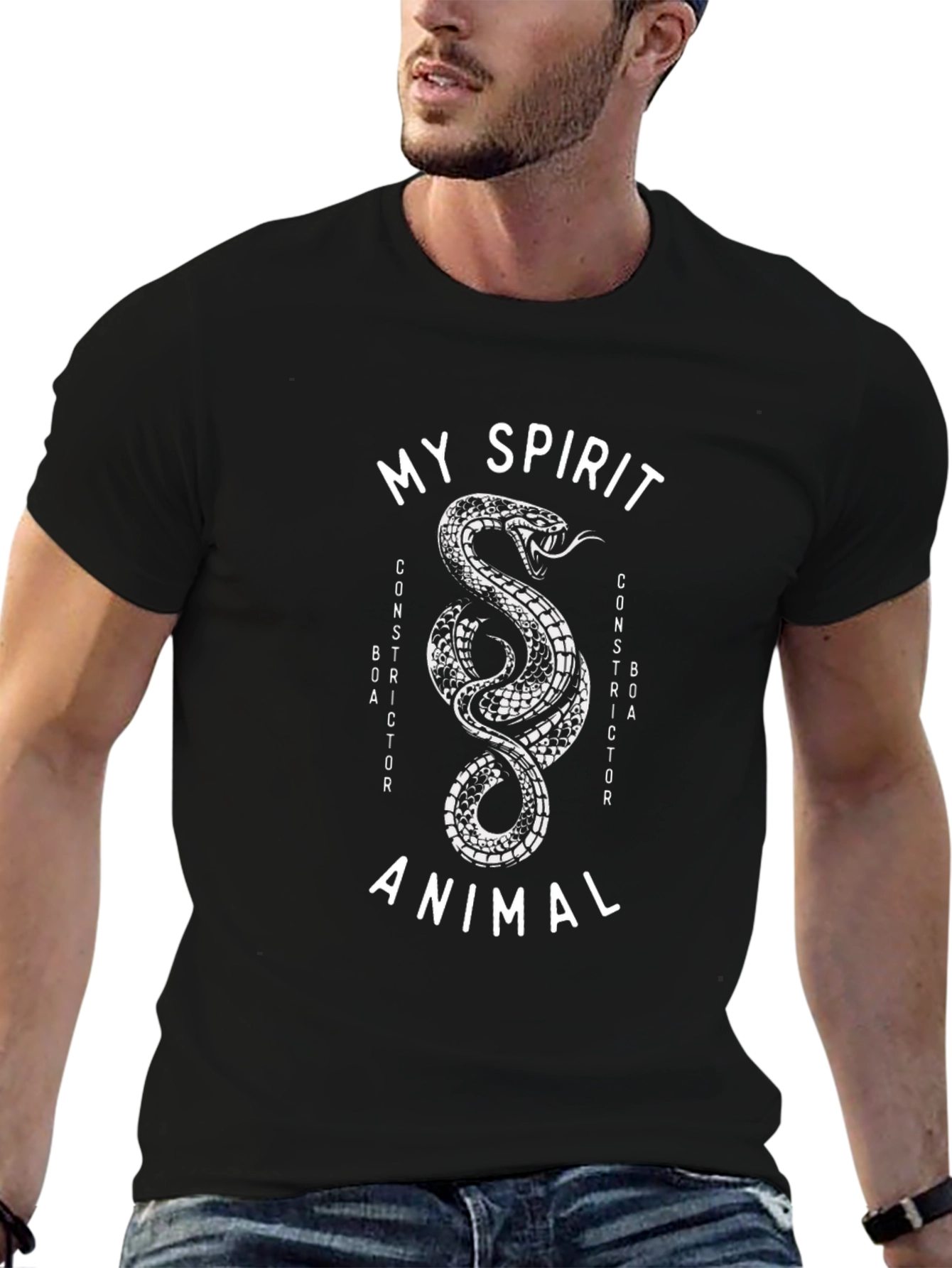 Black My Spirit Animal Constrictor Snake Graphic T-Shirt view 6
