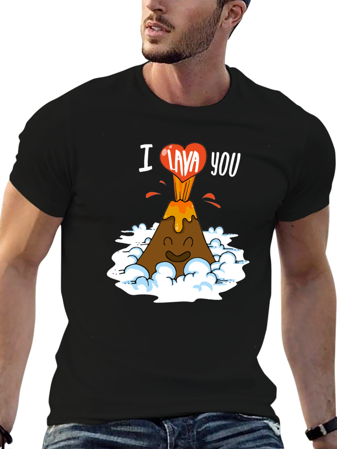Black I Lava You Funny Volcano Graphic T-Shirt view 6