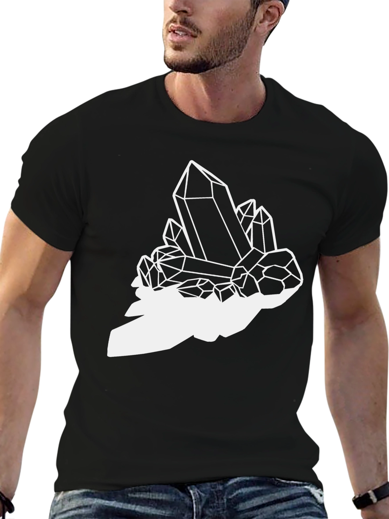 Black Crystal Cluster Graphic Tee - Black Cotton Blend view 6