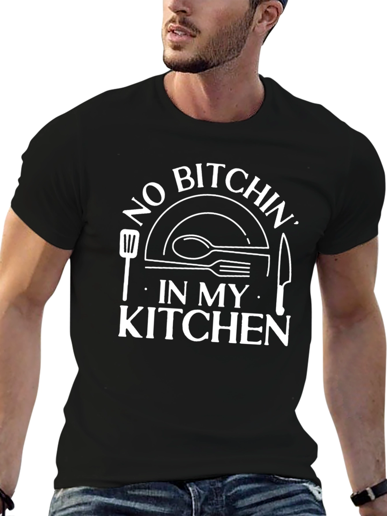 Black No Bitchin' in My Kitchen Graphic T-Shirt view 6