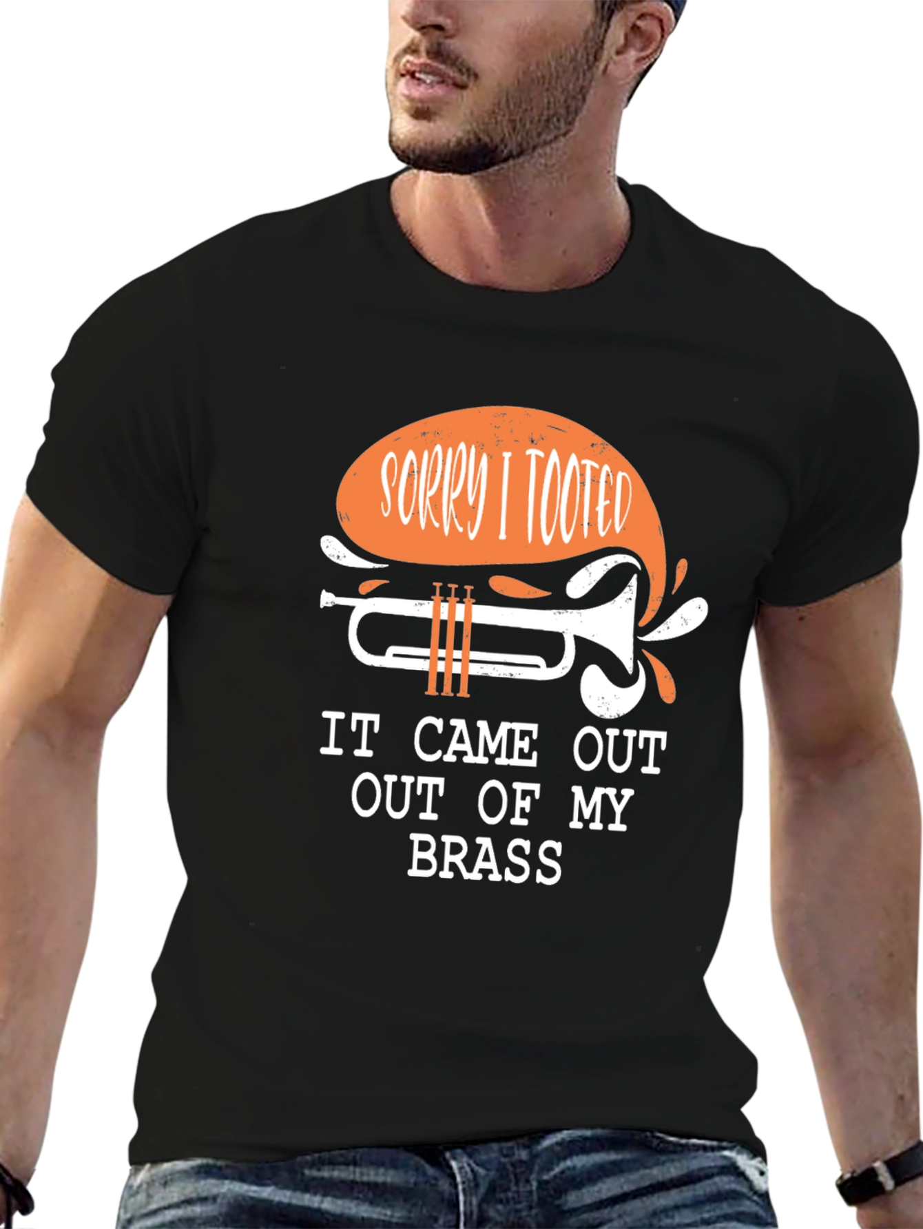 Black Sorry I Tooted Trumpet Graphic T-Shirt view 6