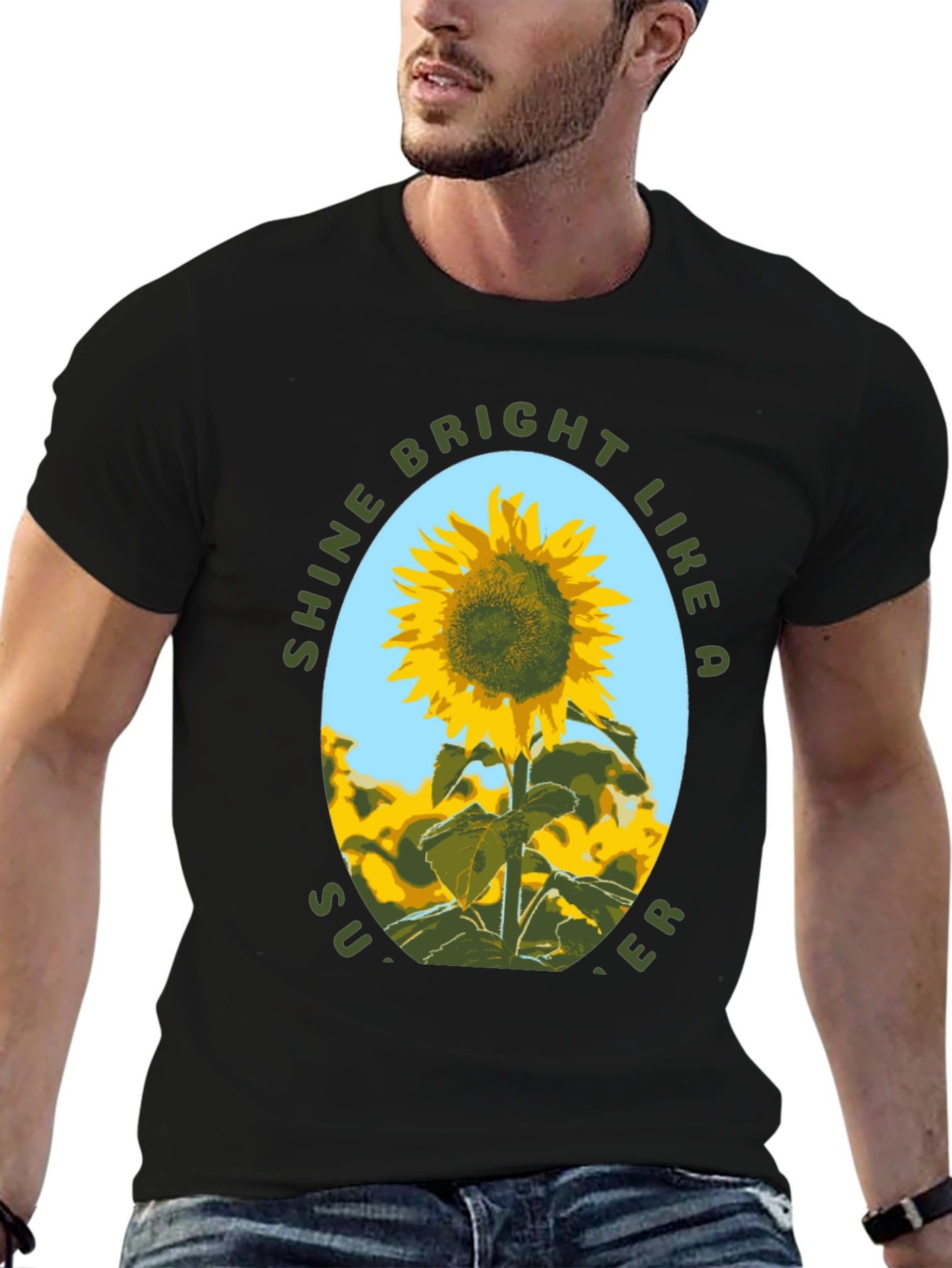 Black Sunflower Shine Bright Graphic T-Shirt view 6