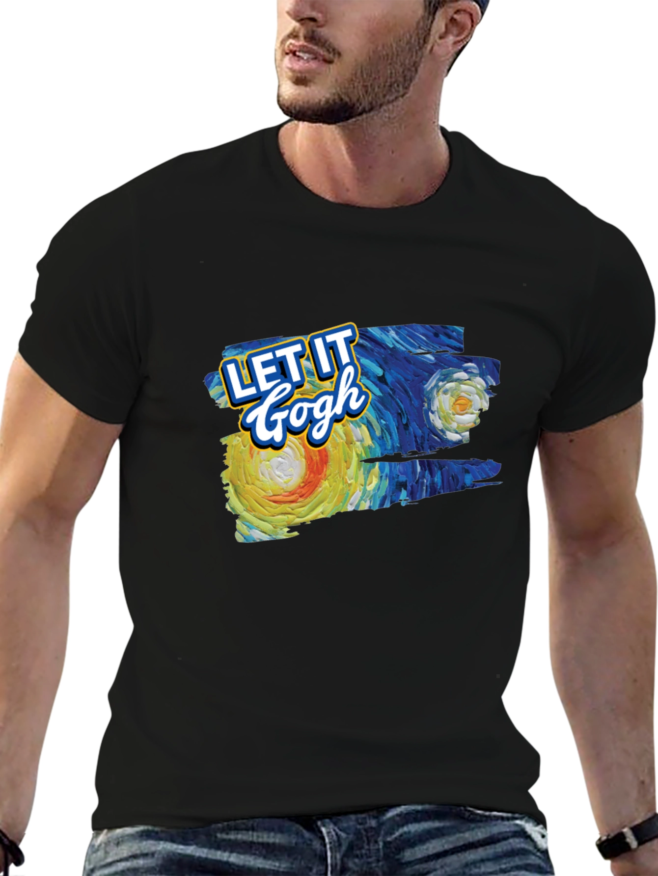 Black Let It Gogh T-Shirt - Artistic Tee view 6
