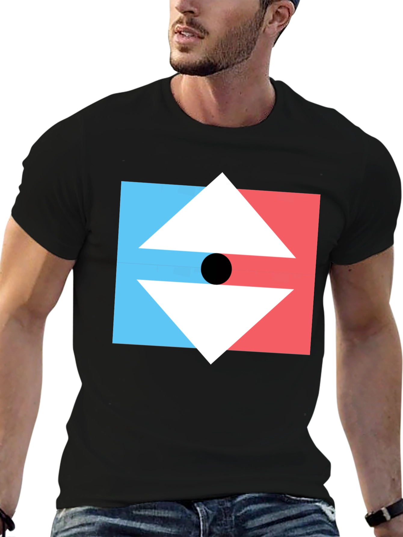 Black Geometric Arrow Graphic Tee - Men's Black T-Shirt view 6