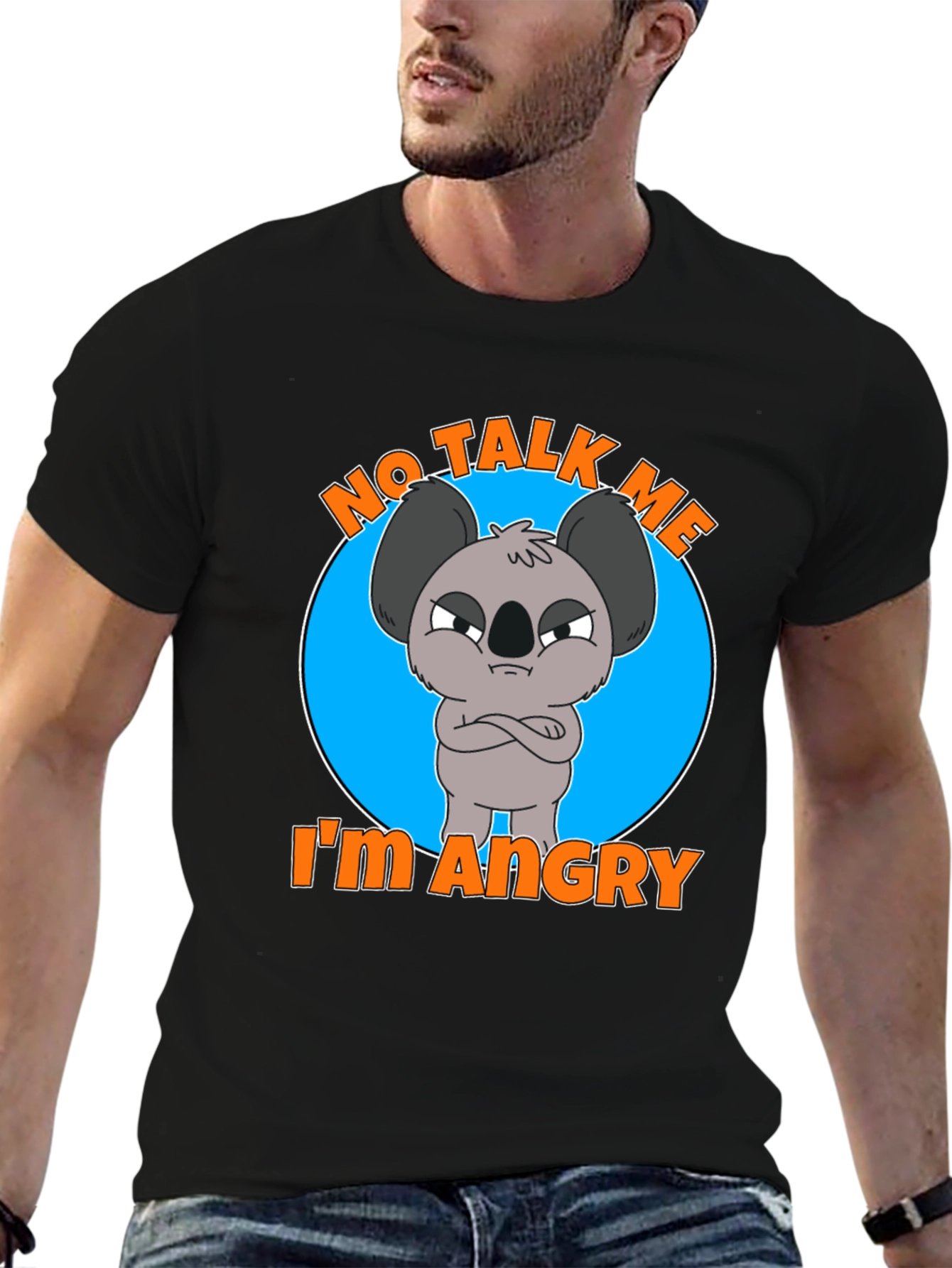 Black No Talk Me I'm Angry Koala T-Shirt view 6