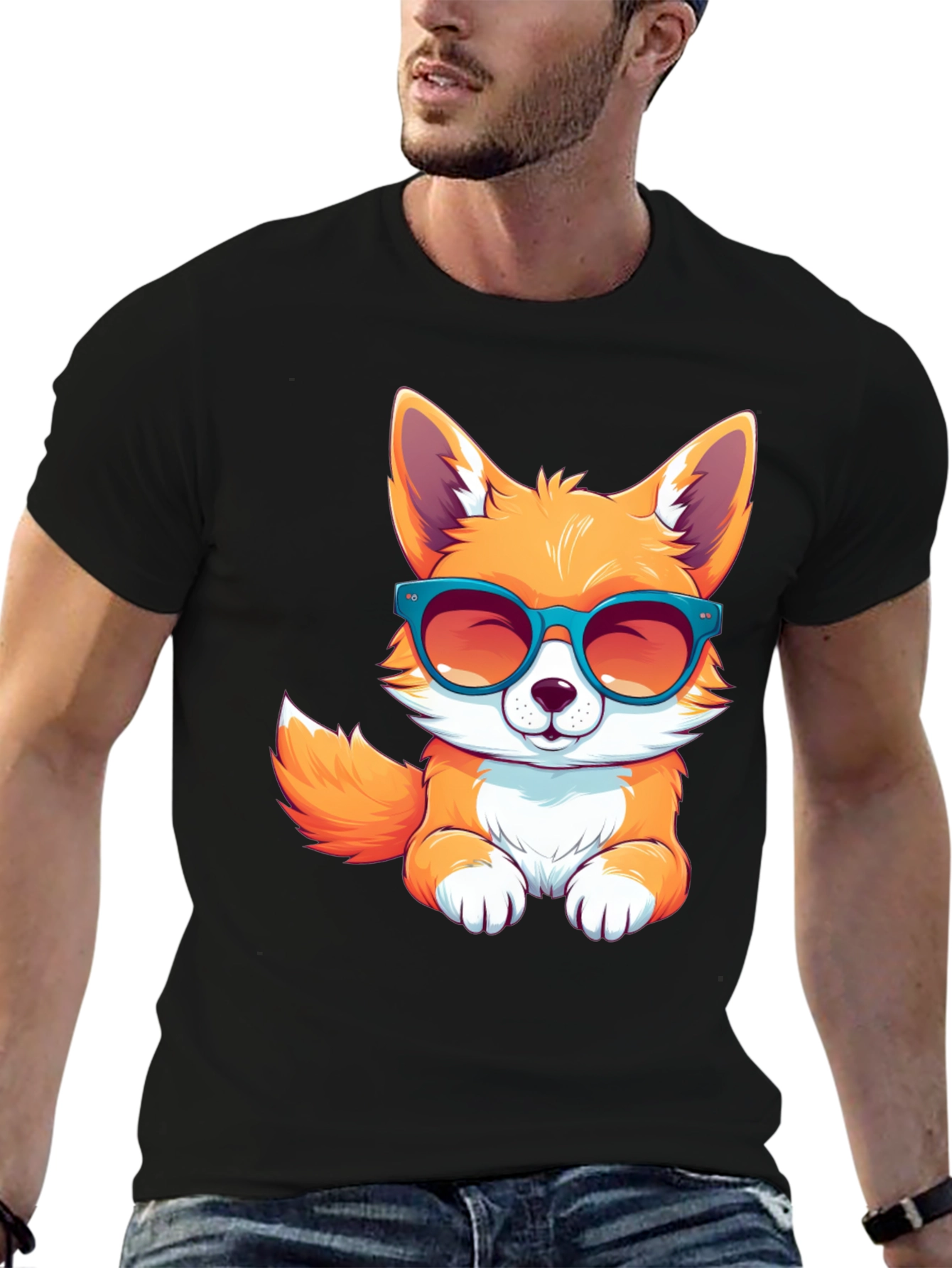 Black Cool Fox T-Shirt view 6