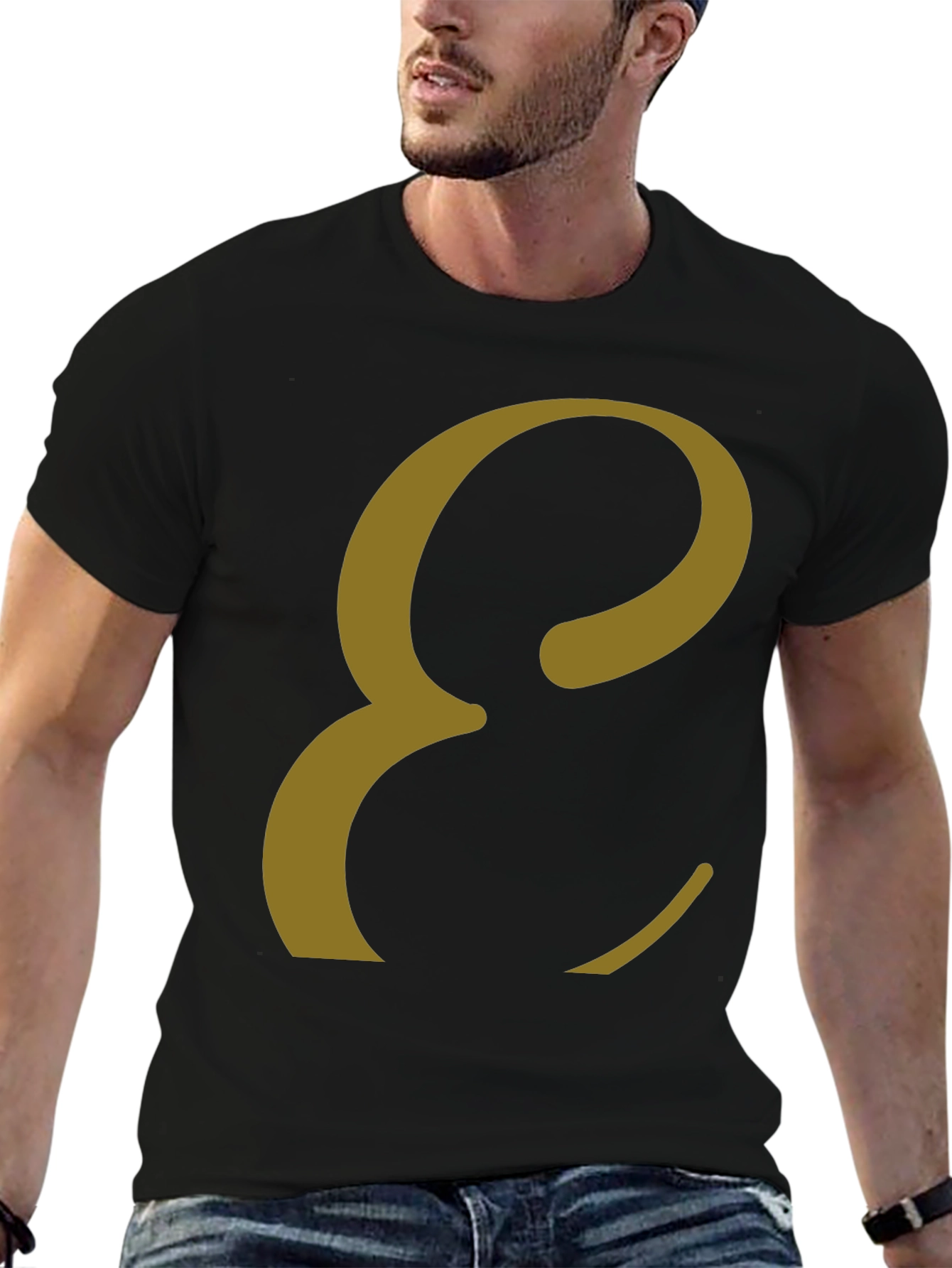 Black Elegant Letter E T-Shirt - Stylish Graphic Tee view 6