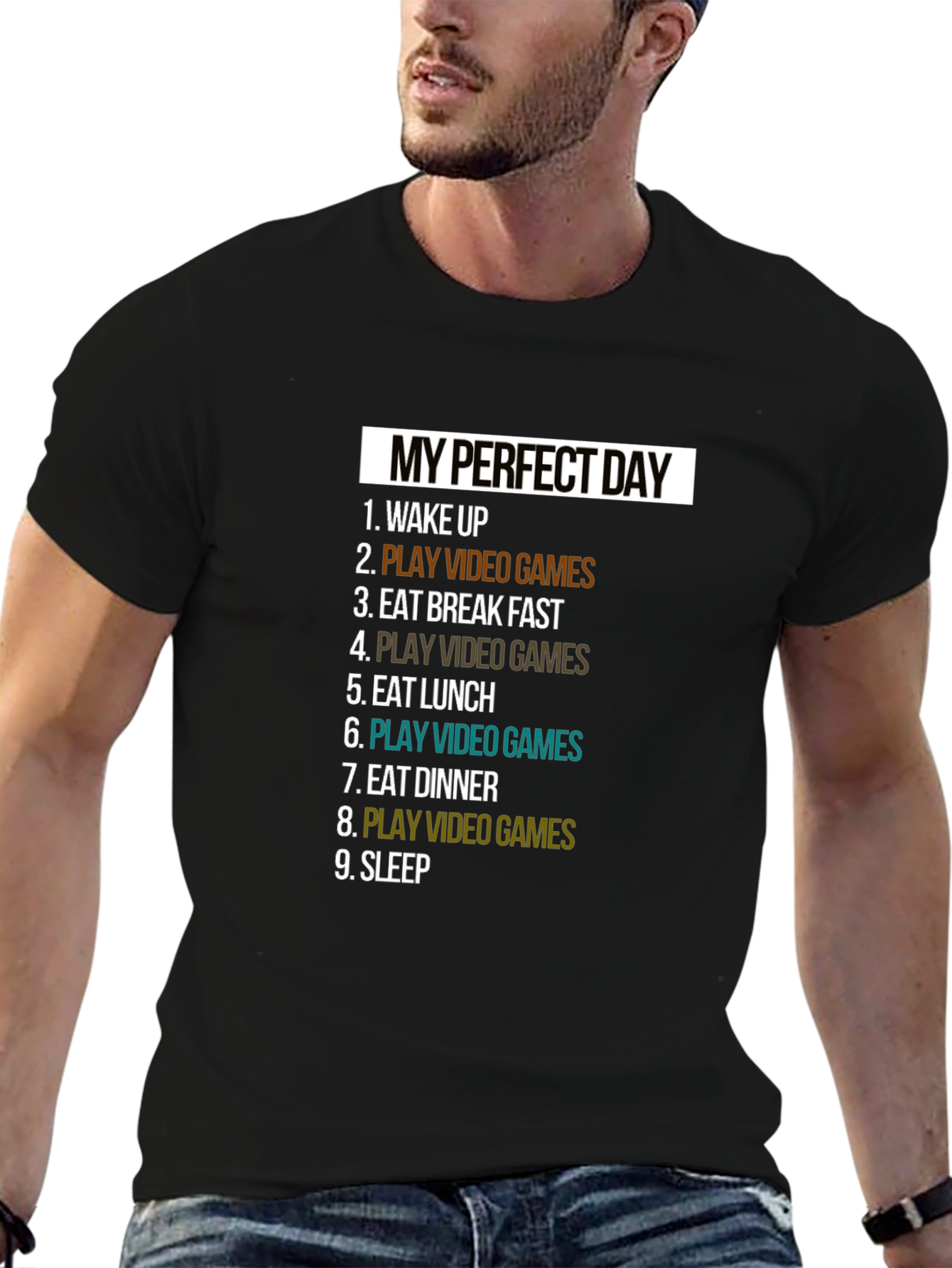 Black My Perfect Day Video Game T-Shirt view 6