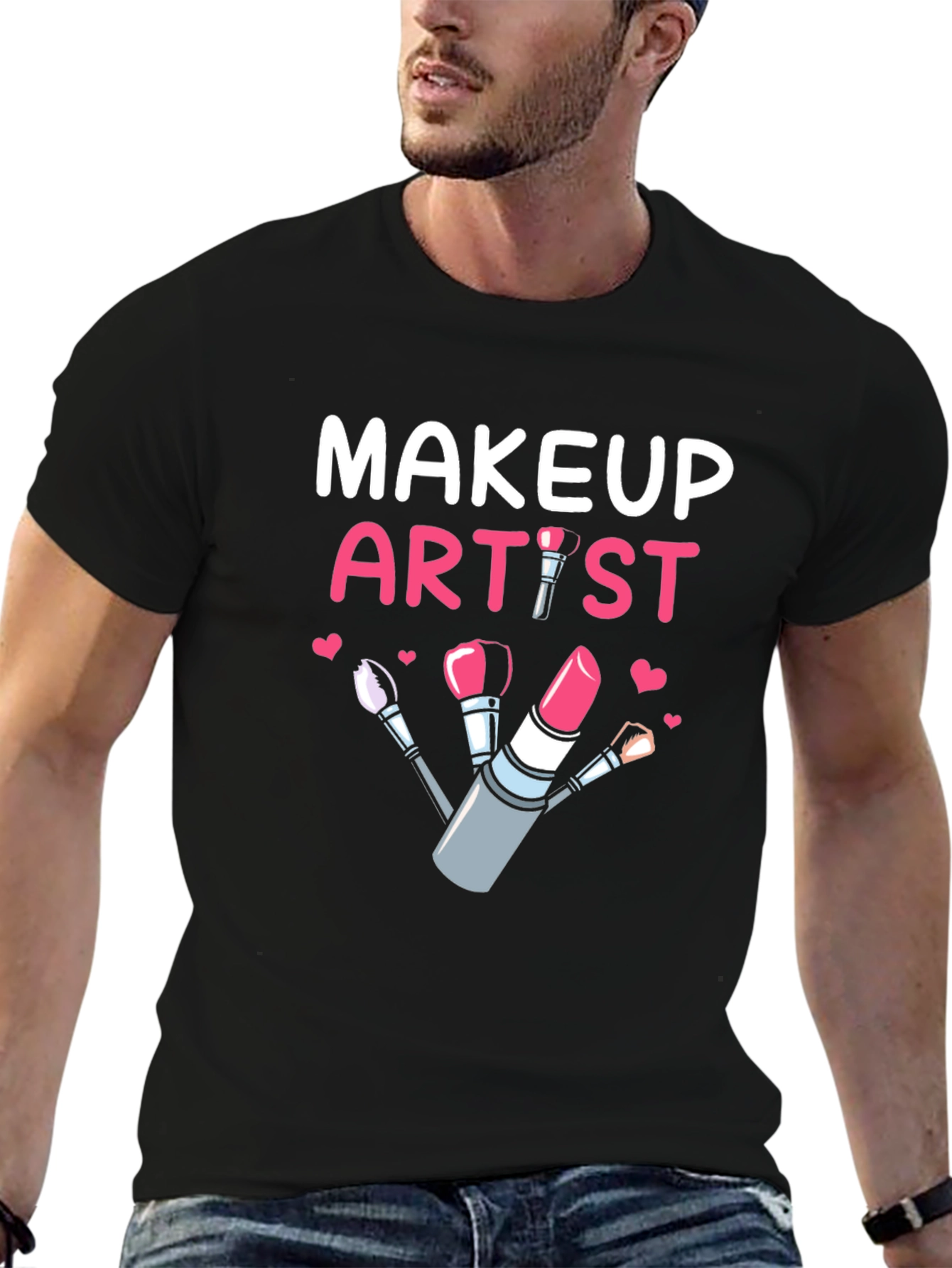 Black Makeup Artist T-Shirt - Cute Graphic Tee view 6