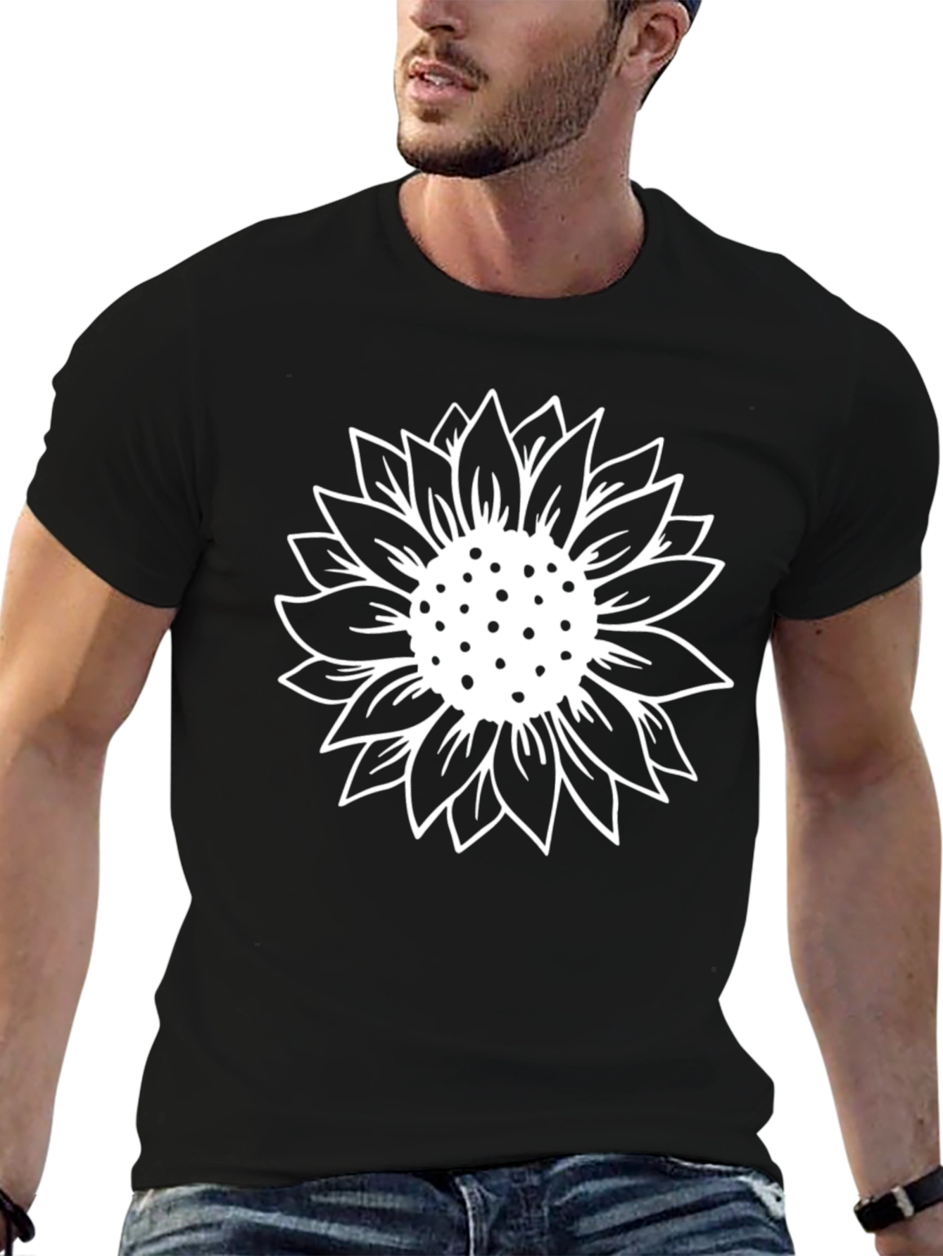 Black Sunflower Graphic Tee - Black Cotton Blend view 6