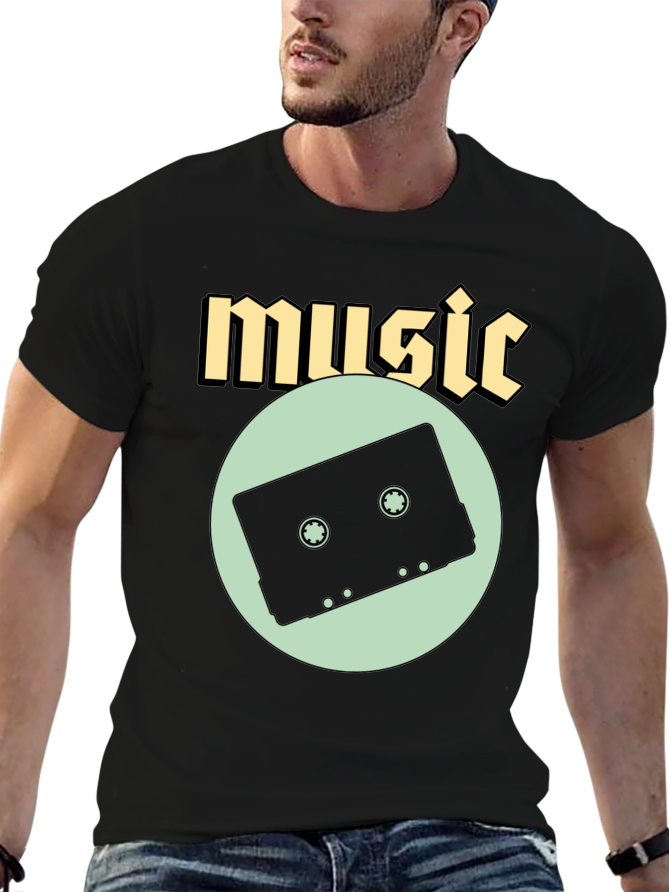 Black Music Cassette Graphic Tee view 6