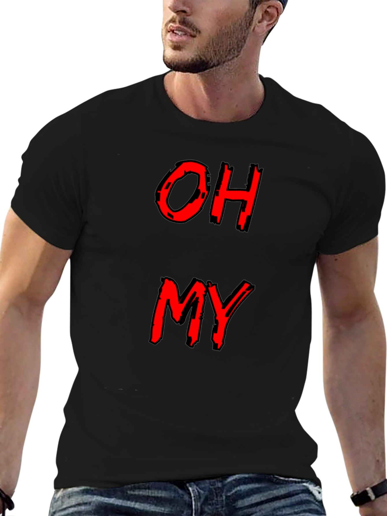 Black Oh My Graphic T-Shirt - Funny Men's Tee view 6