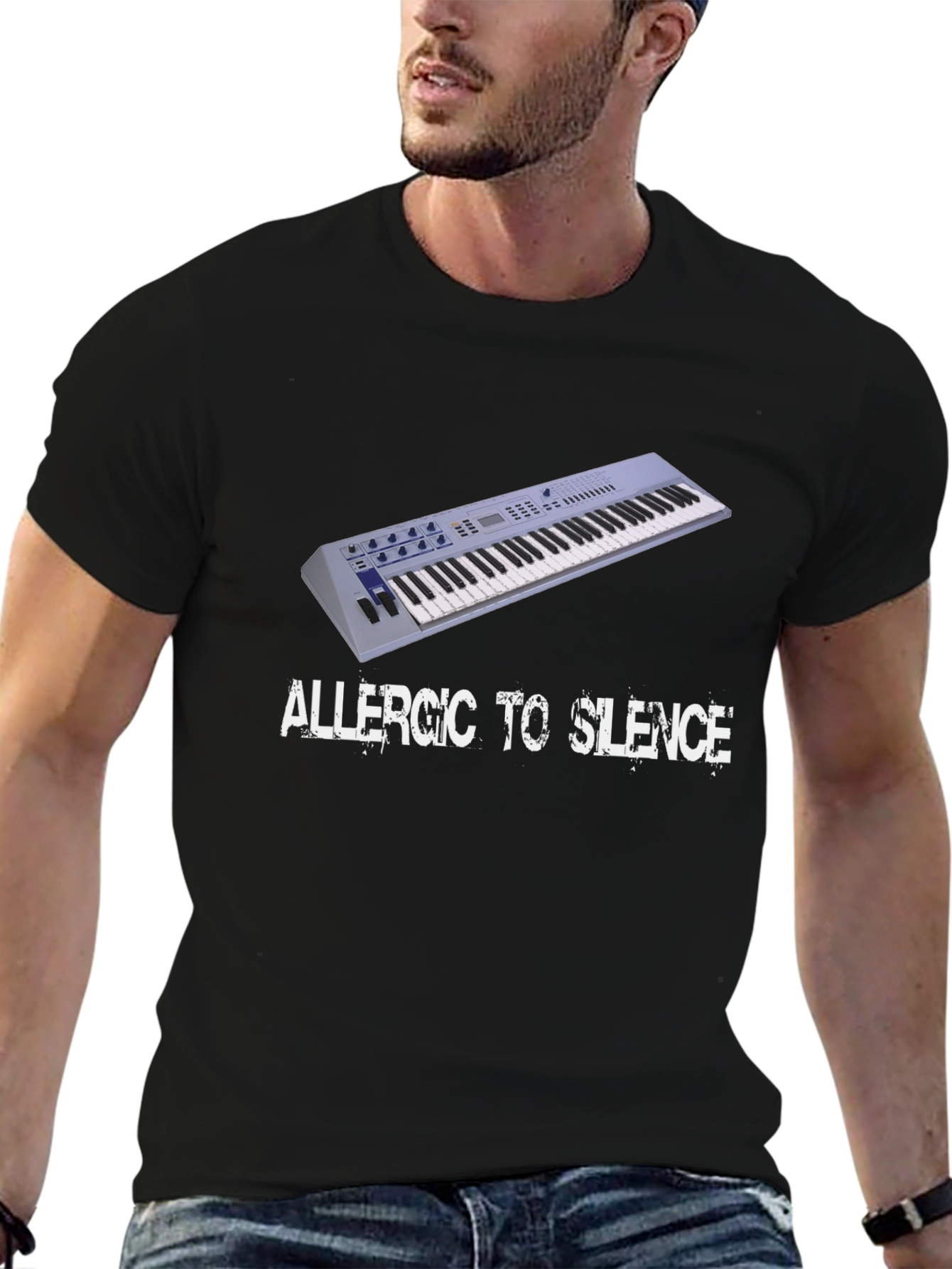 Black Allergic to Silence Black T-Shirt view 6