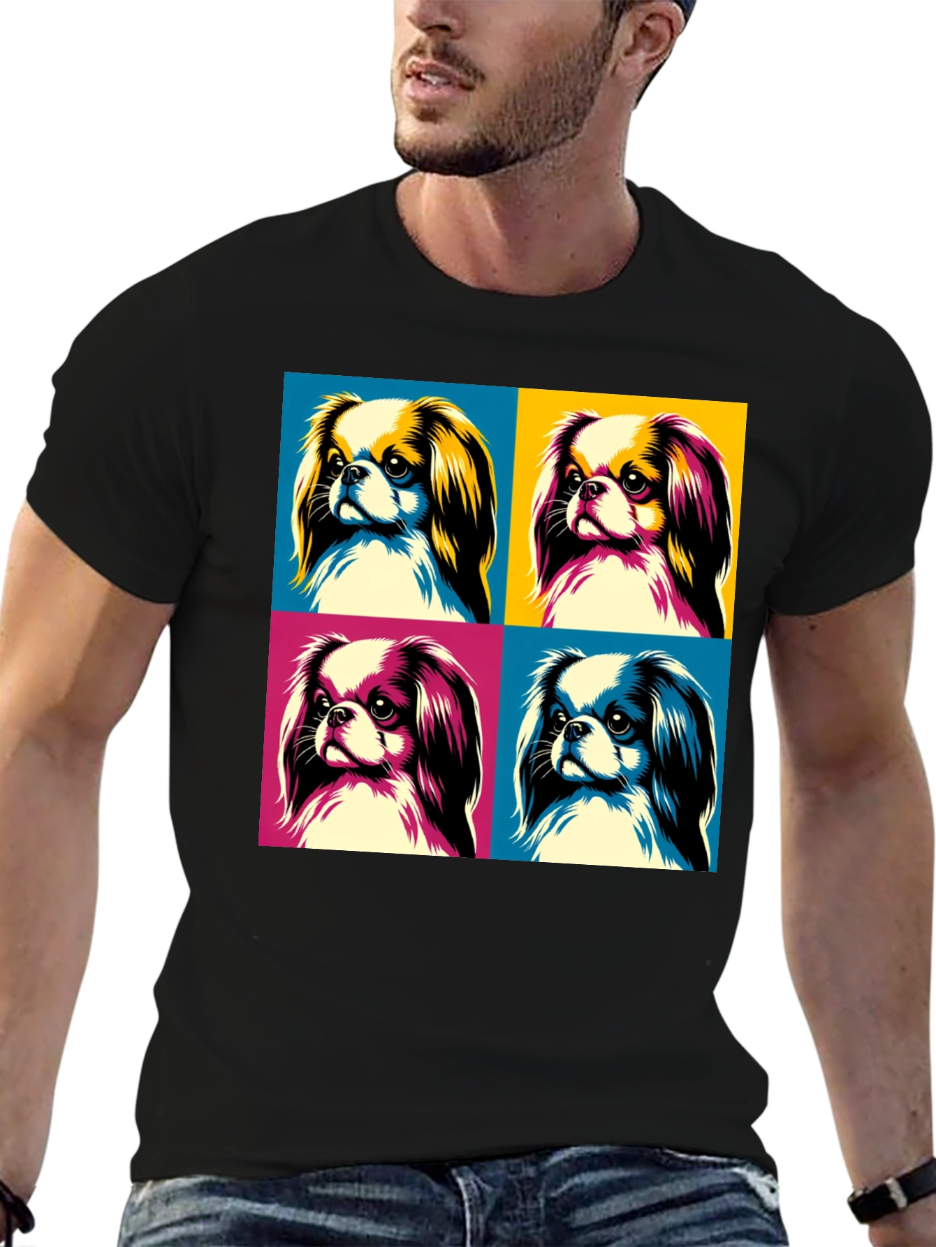 Black Pop Art Dog Graphic Tee - Stylish Canine Design view 6