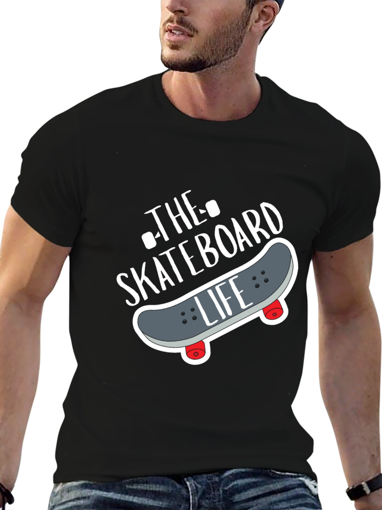 Black Skateboard Life Graphic Tee - Black view 6