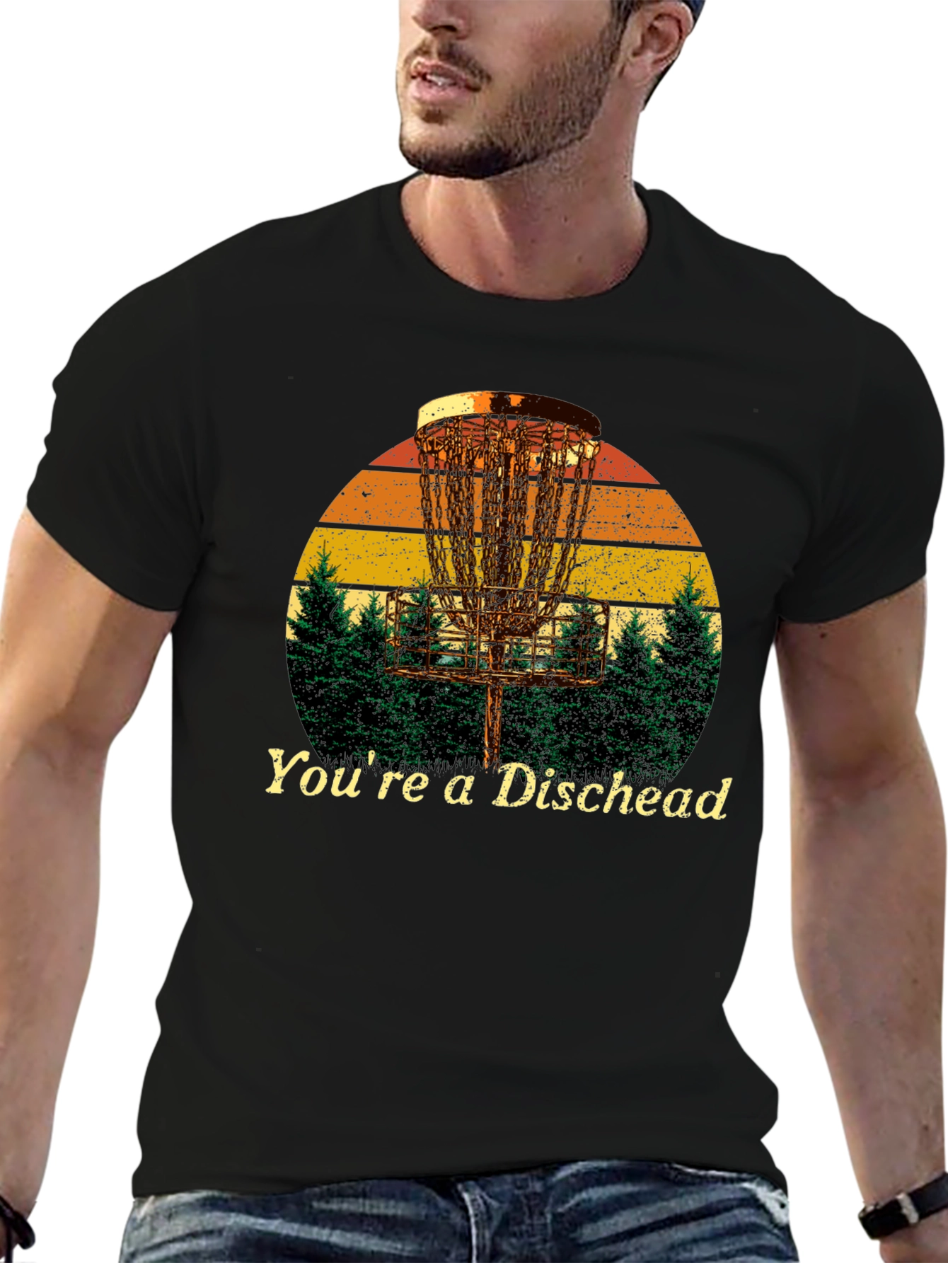 Black You're a Dischead T-Shirt - Disc Golf Design view 6