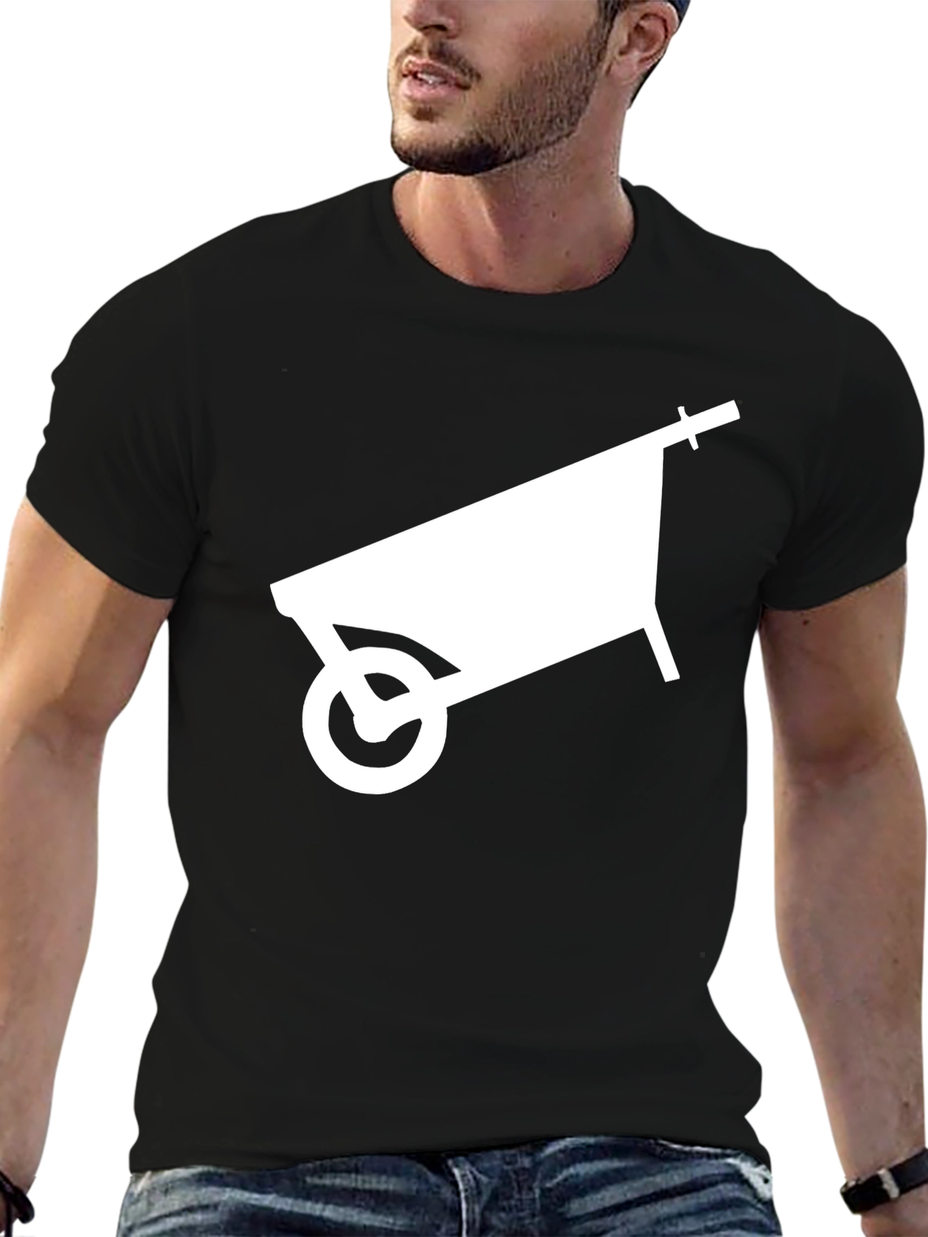 Black Wheelbarrow Graphic T-Shirt - Black Cotton Tee view 6