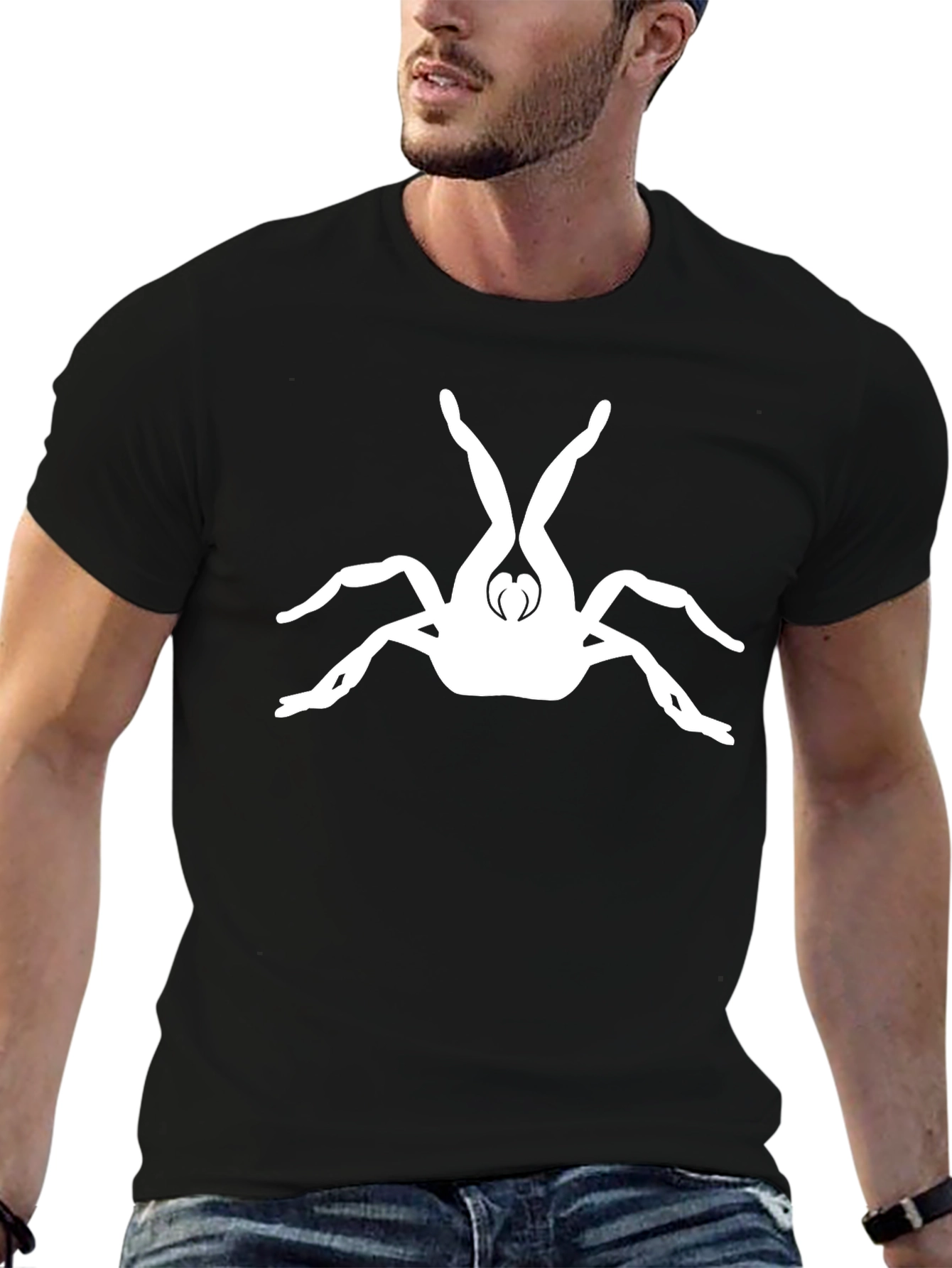 Black Black T-Shirt with Spider Silhouette Graphic view 6