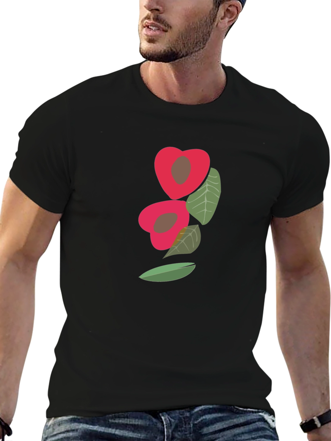 Black Unique Fruit Graphic Tee - Modern Casual Style view 6