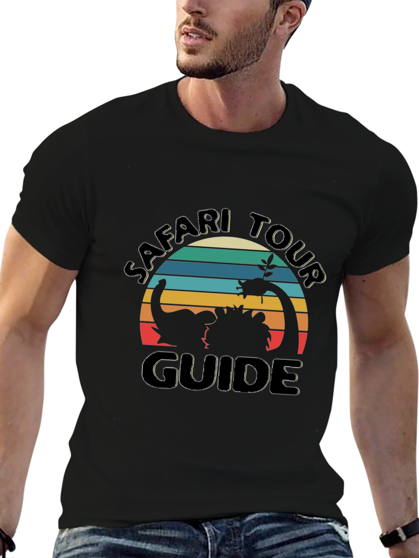 Black Safari Tour Guide Graphic Tee - Black Cotton view 6