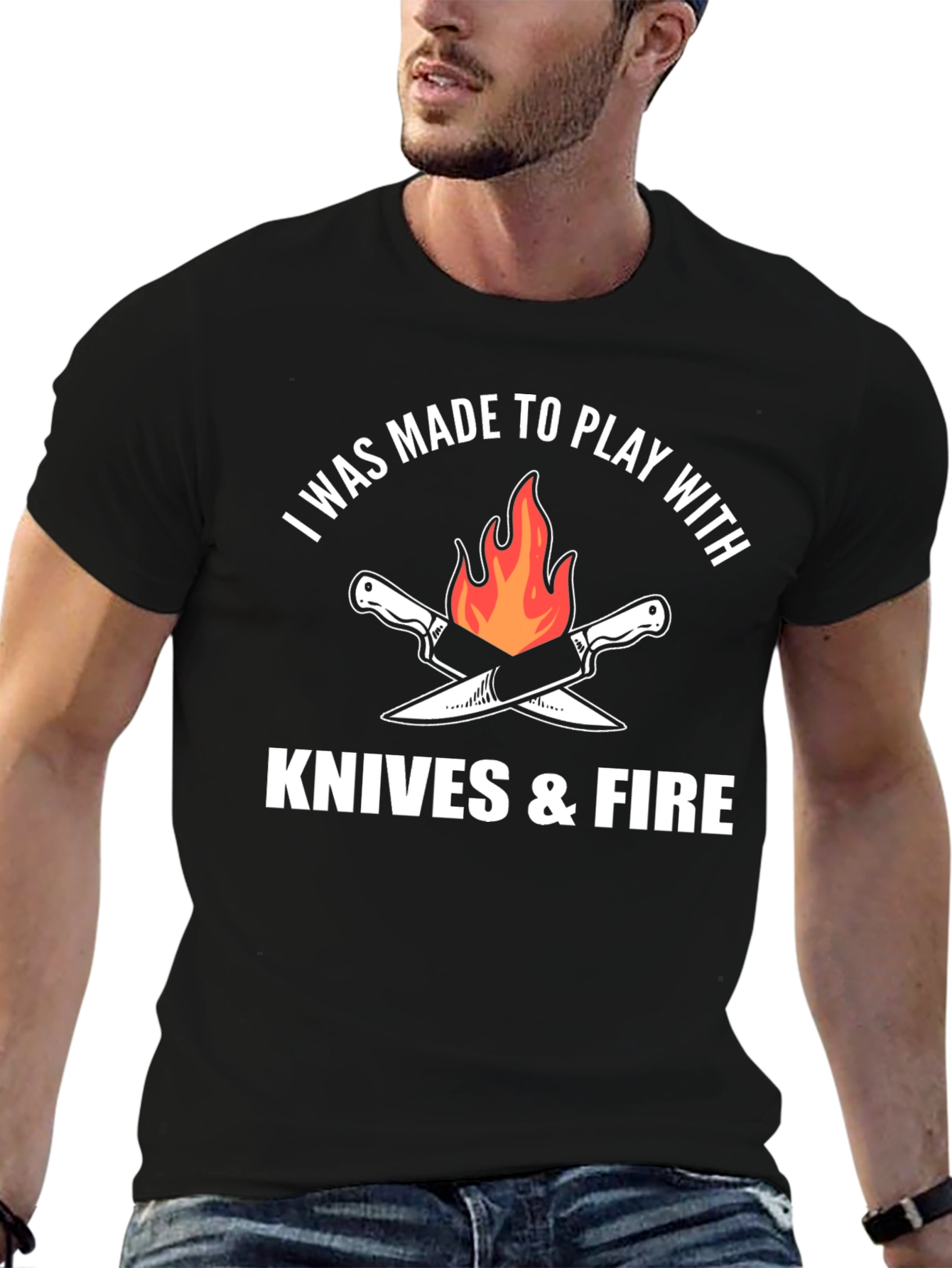 Black Knives & Fire Graphic Tee - Chef, Cooking, Barbecue view 6