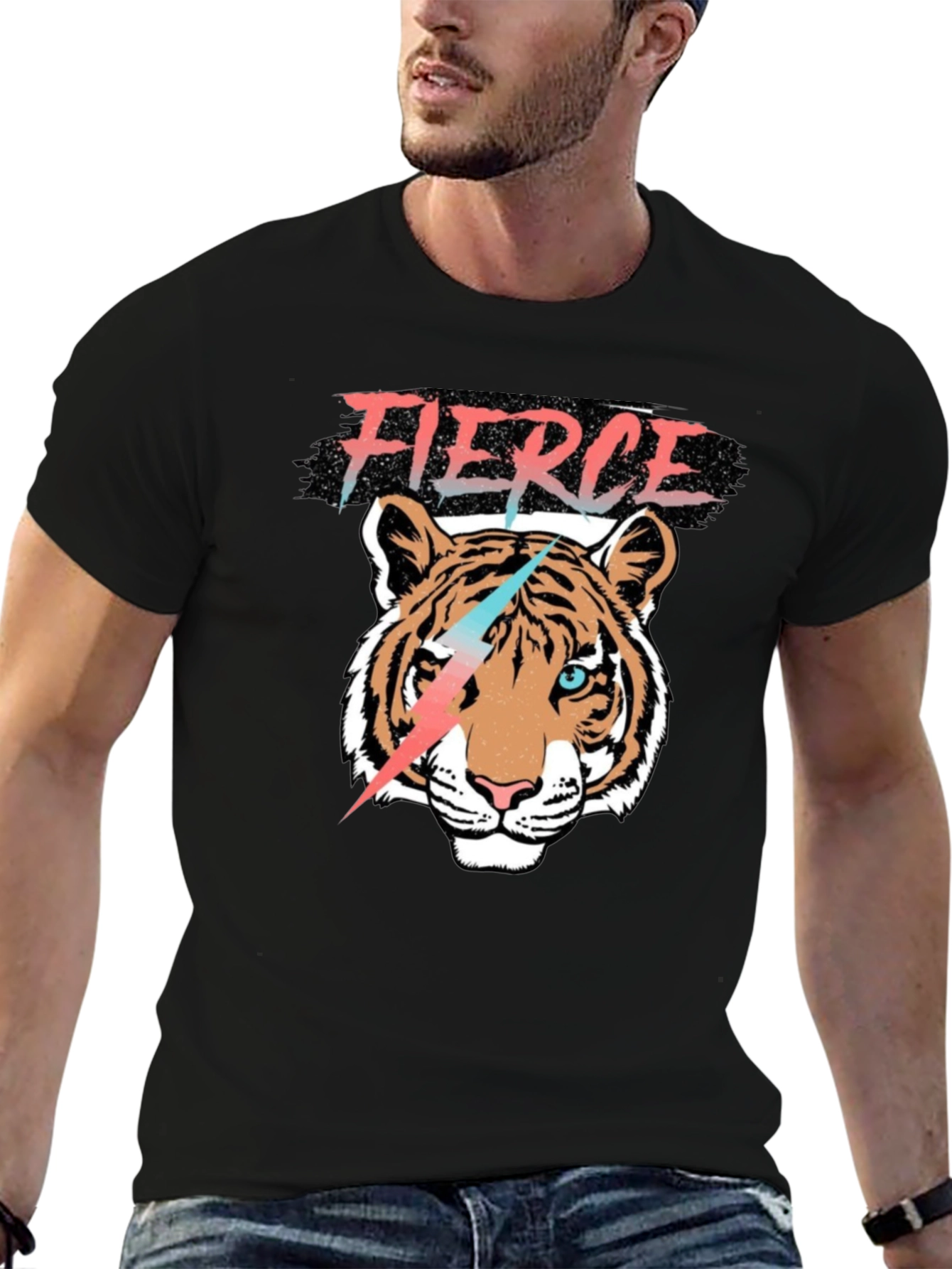 Black Fierce Tiger Graphic Tee view 6