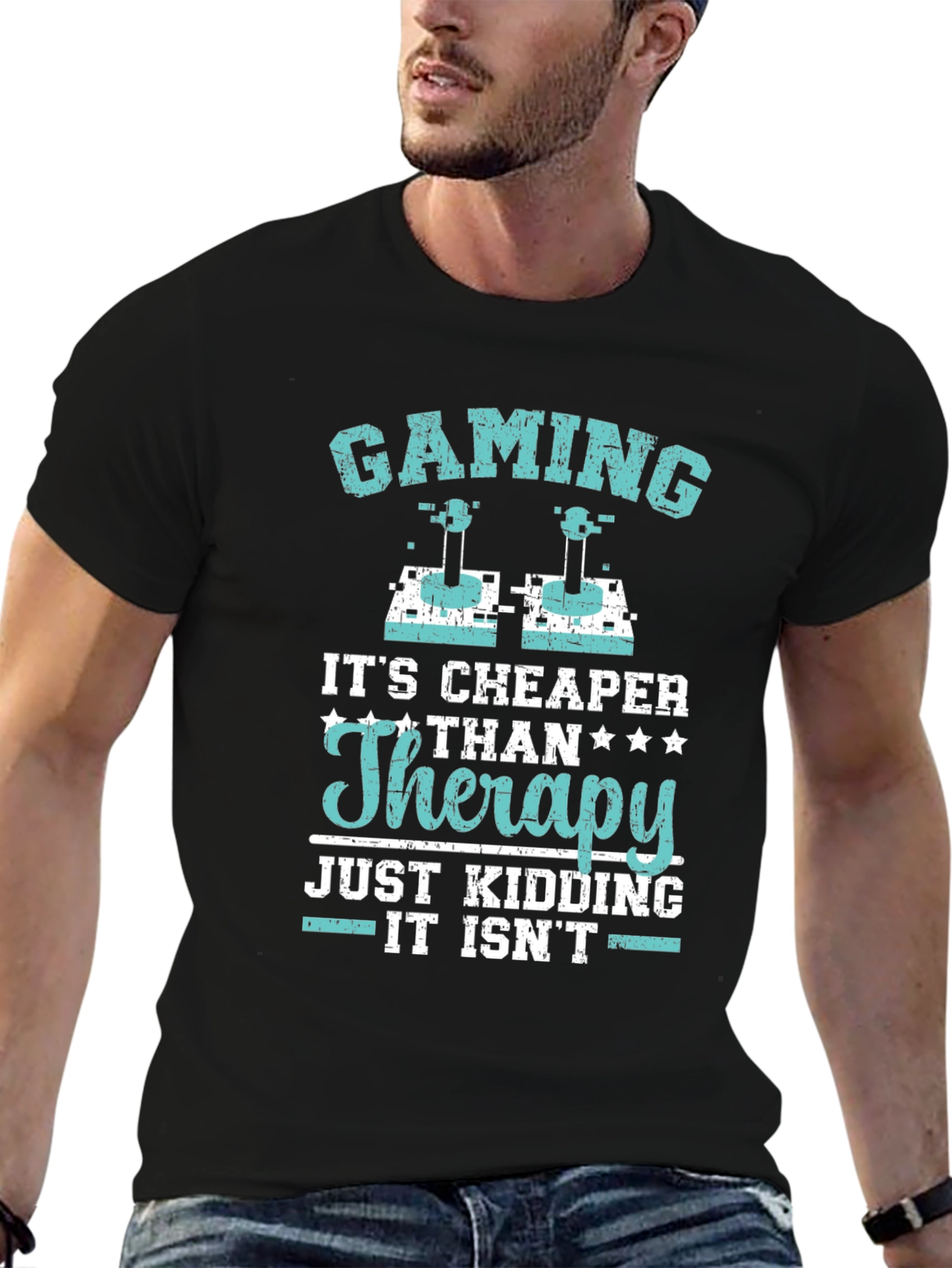 Black Gaming is Cheaper Than Therapy Graphic Tee view 6