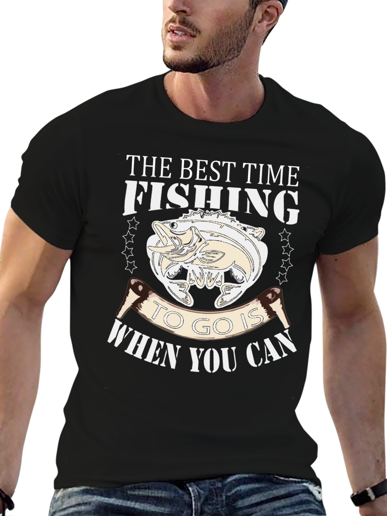 Black Fishing Time T-Shirt: Best Time to Go is When You Can view 6