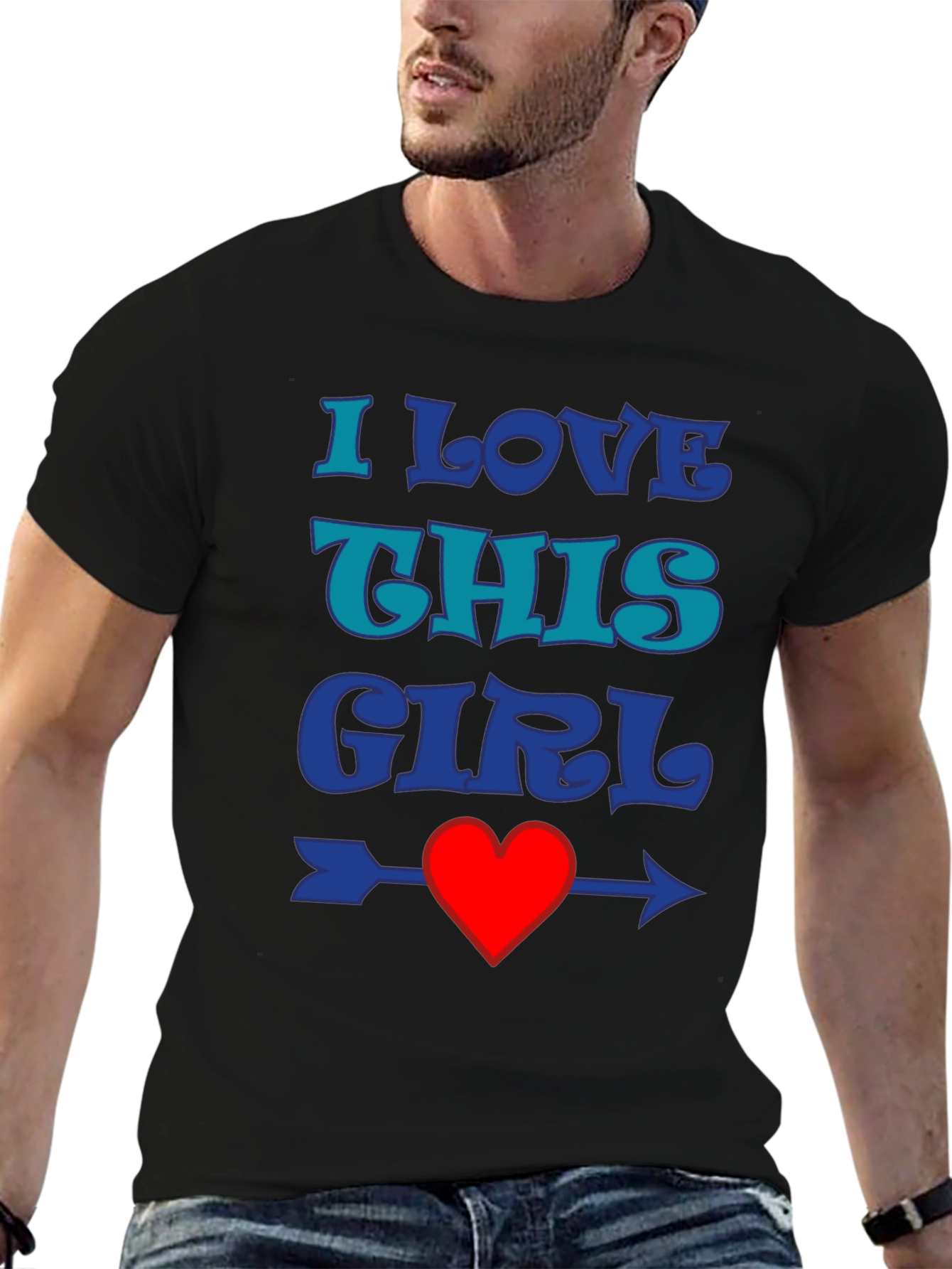 Black I Love This Girl Graphic Tee - Heart Arrow Design view 6