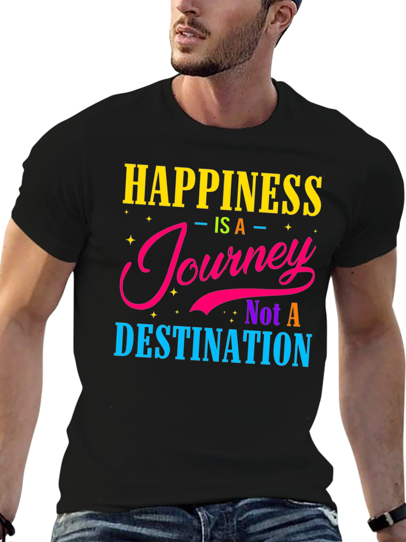 Black Happiness Journey Graphic T-Shirt view 6