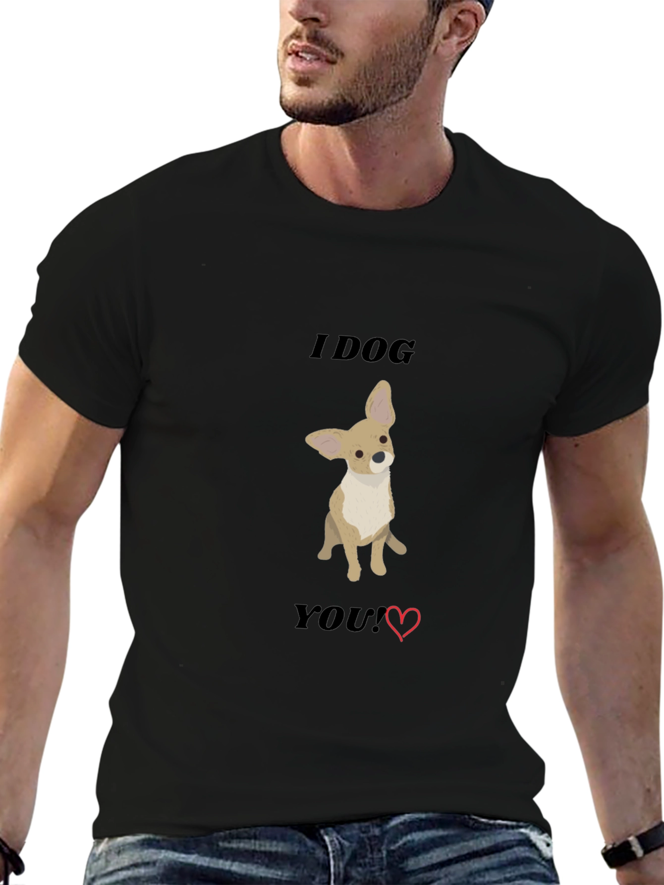 Black I Dog You T-Shirt - Cute Chihuahua Tee view 6