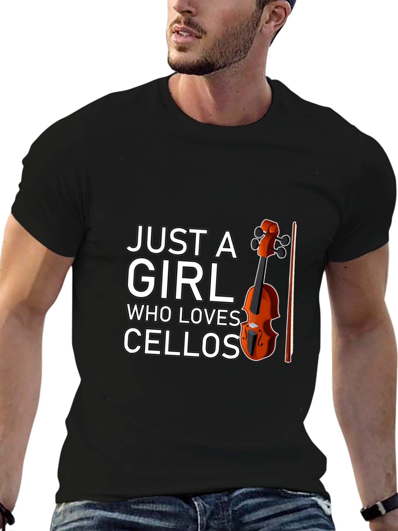 Black Just A Girl Who Loves Cellos T-Shirt - Music Lover Tee view 6
