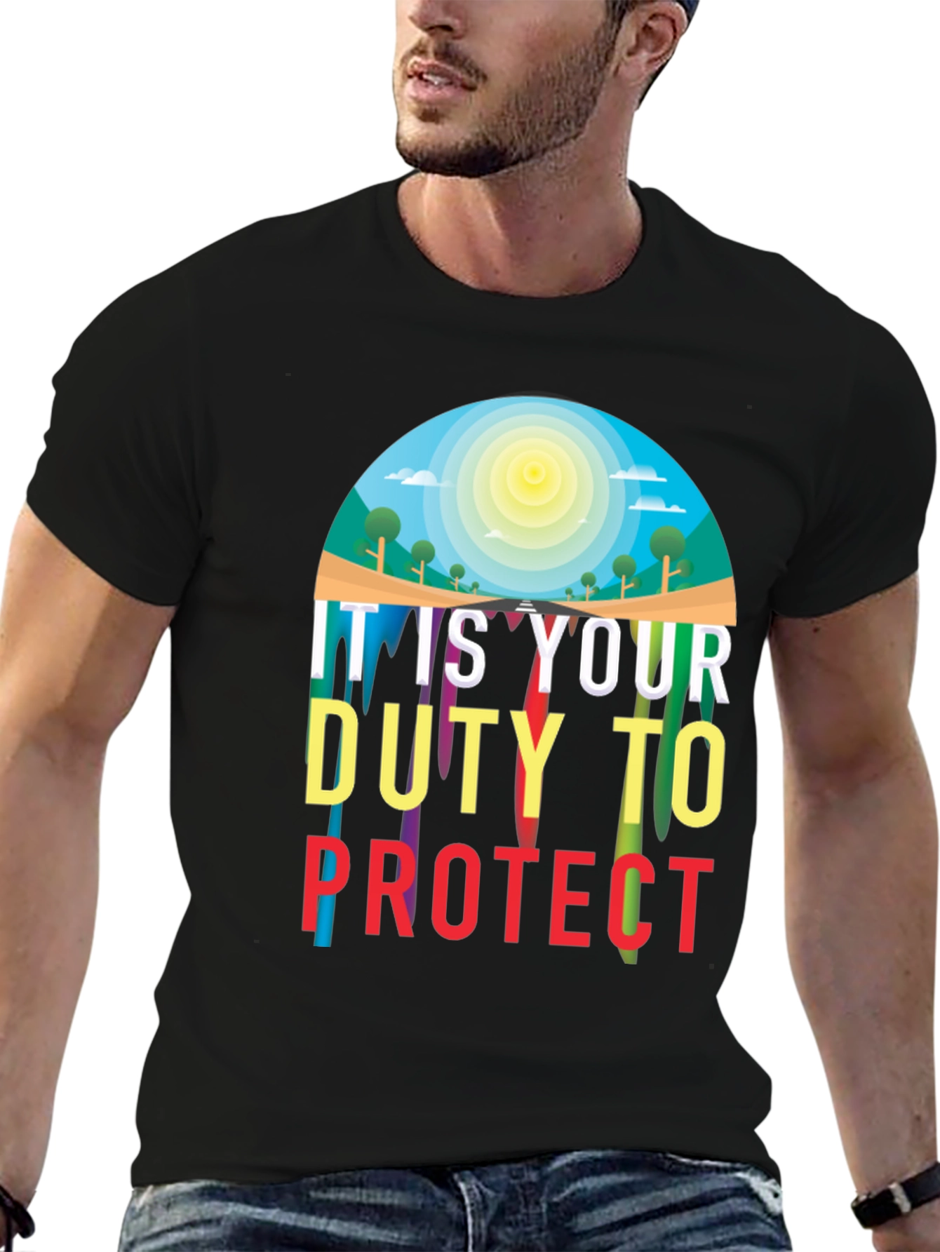 Black Duty to Protect Graphic T-Shirt view 6