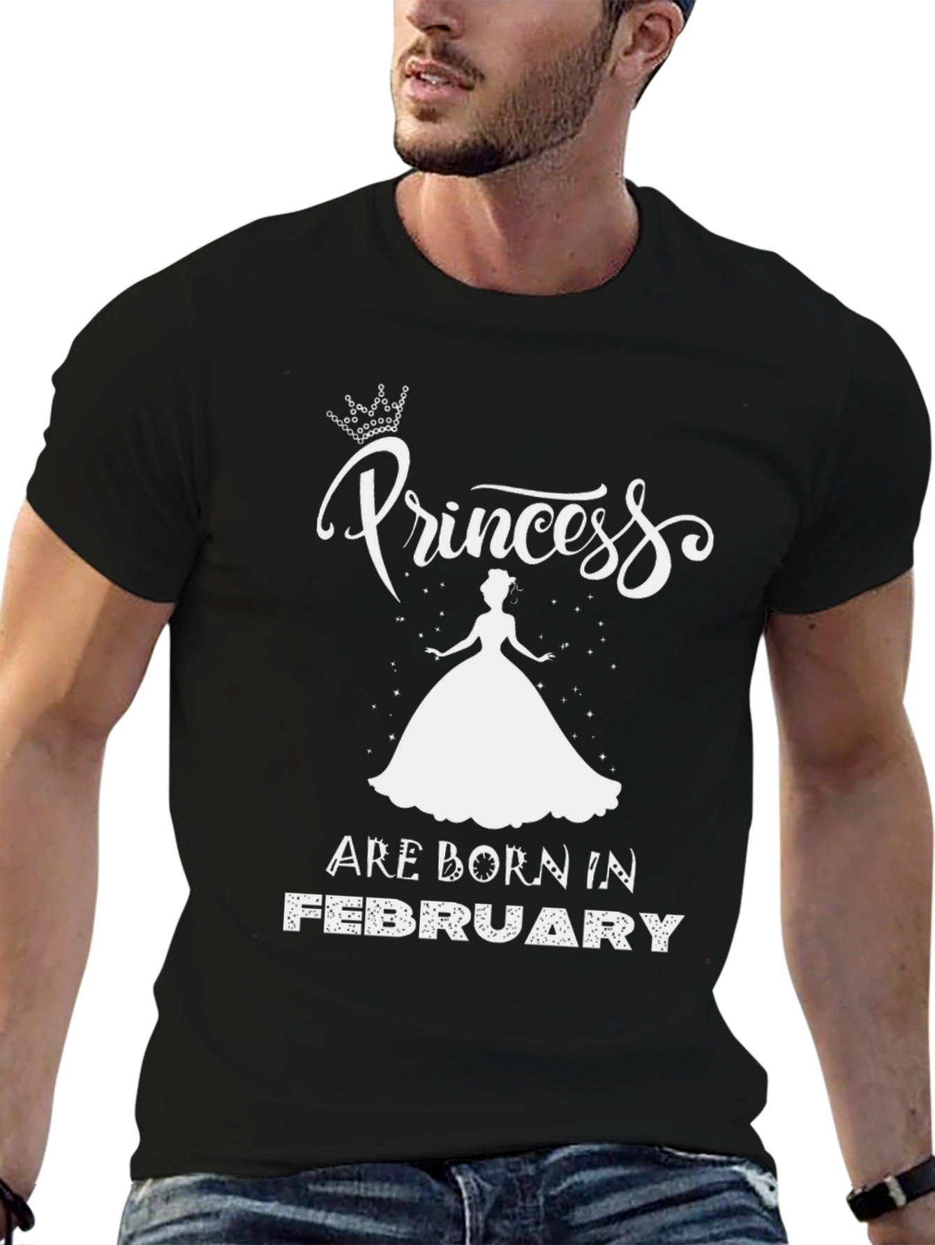 Princess Born in February Black T-Shirt - 6