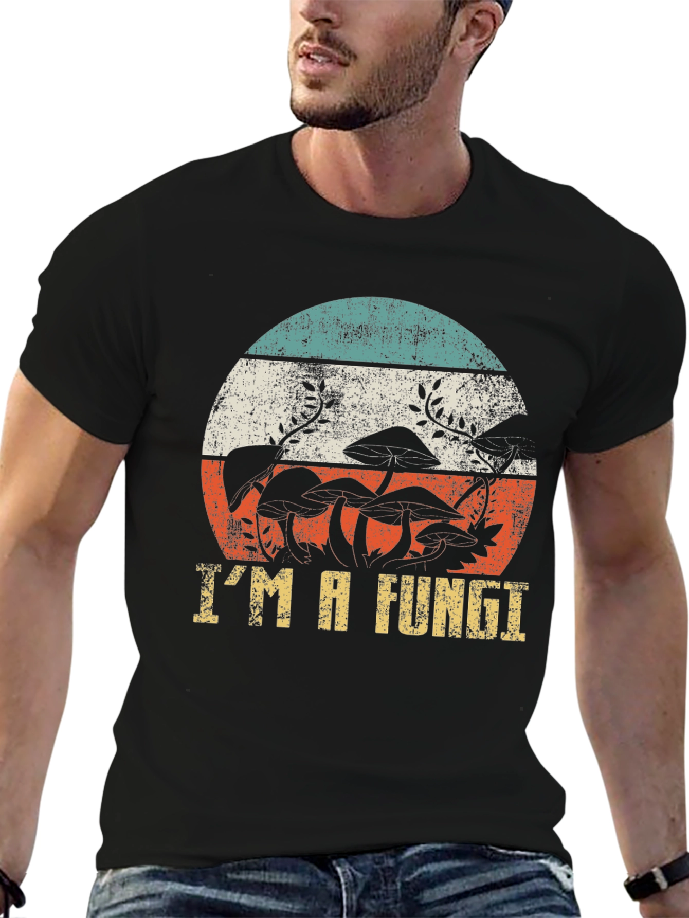 Black I'm a Fungi T-Shirt - Retro Mushroom Graphic Tee view 6