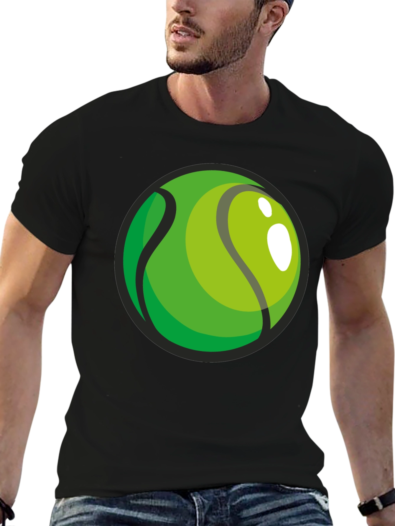 Black Tennis Ball Graphic Black T-Shirt view 6