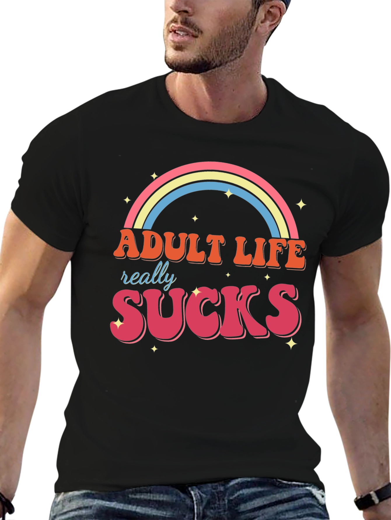 Black Adult Life Sucks Graphic T-Shirt view 6