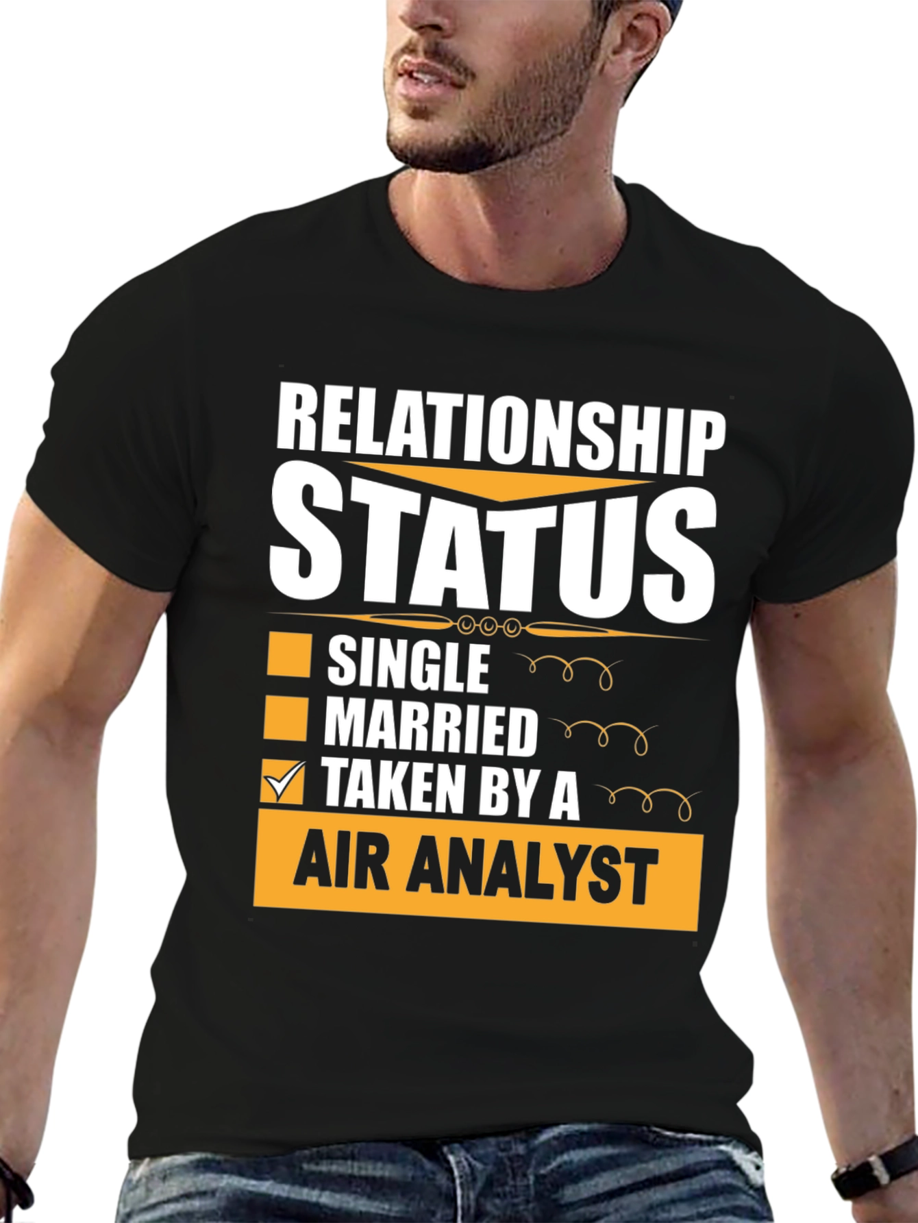 Black Relationship Status Taken By Air Analyst T-Shirt view 6