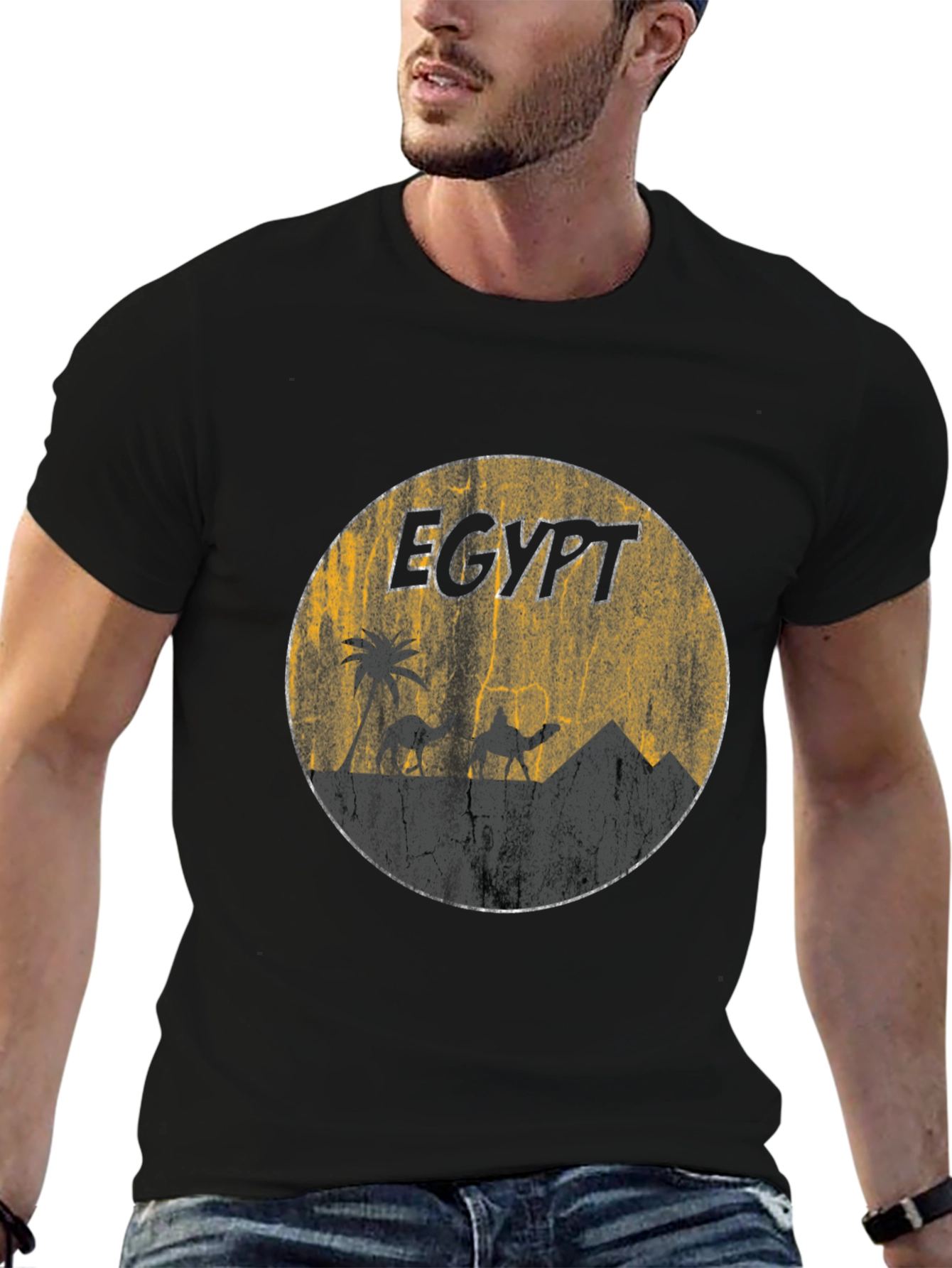 Black Egypt Vintage Graphic T-Shirt view 6