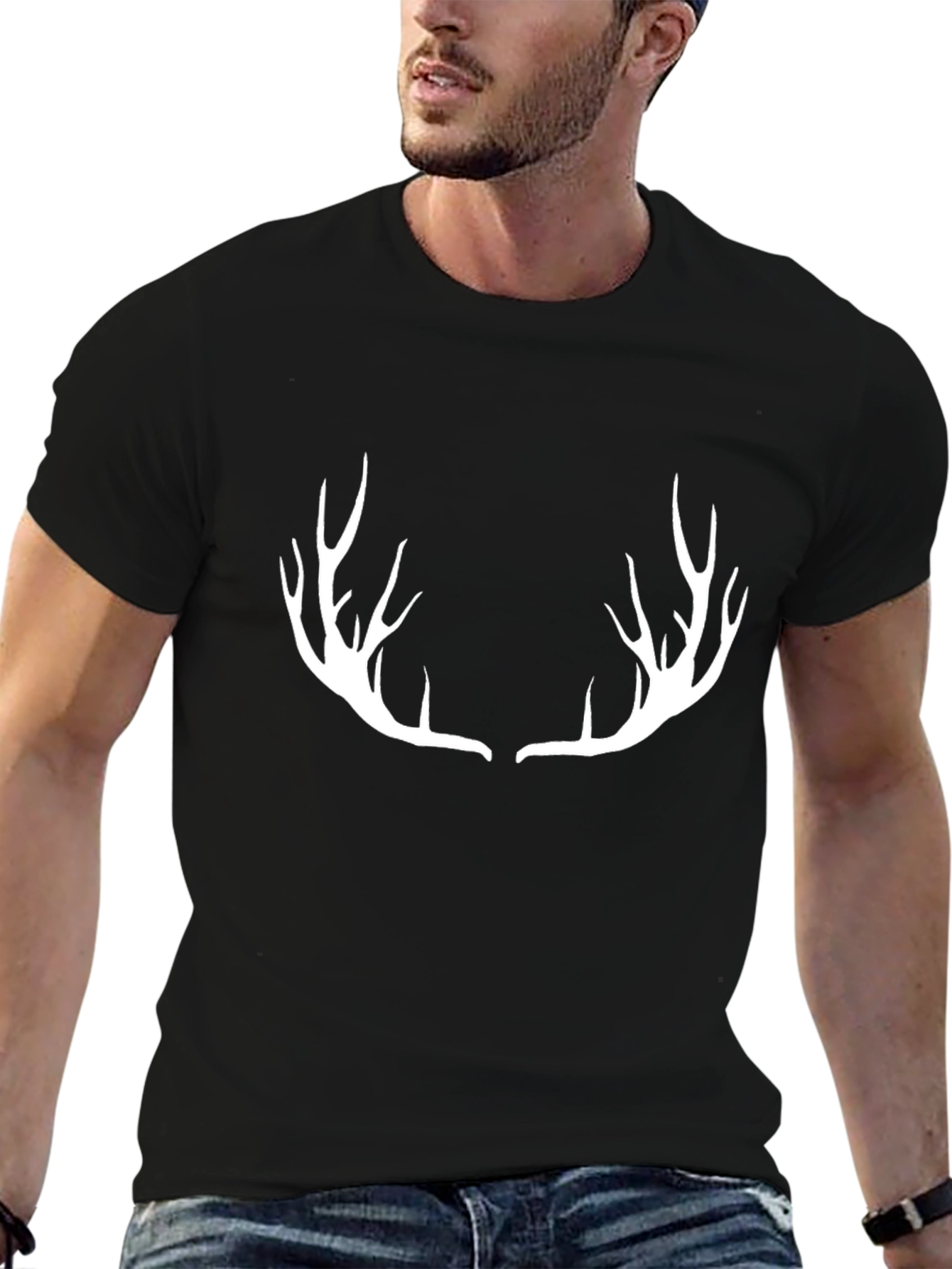Black Antler Graphic Tee - Black Cotton Blend view 6