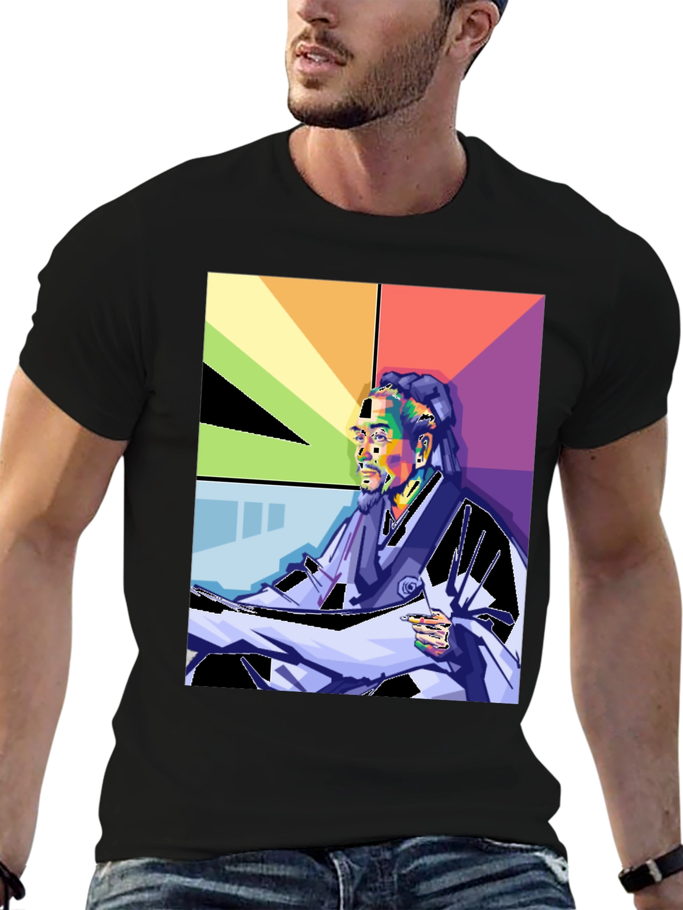 Black Snoop Dogg Pop Art Graphic Print T-Shirt view 6