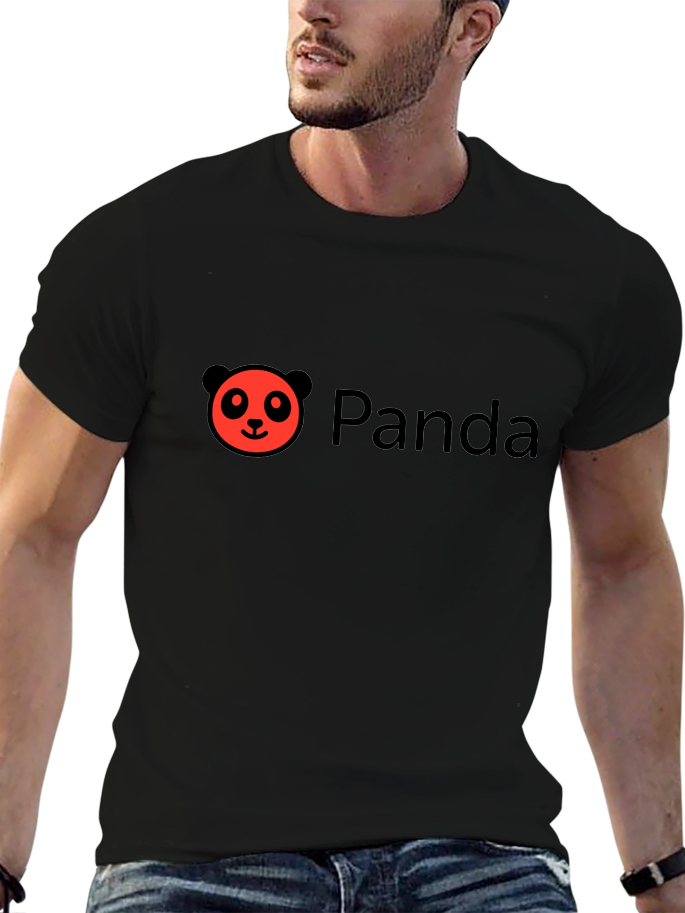 Black Panda Logo Graphic T-Shirt - Casual Black Tee view 6