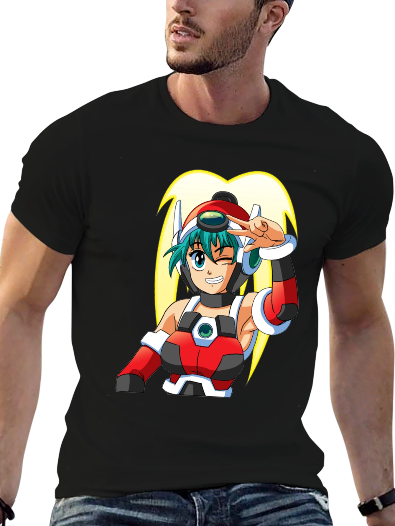 Black Anime Girl Graphic T-Shirt - Black Cotton Tee view 6