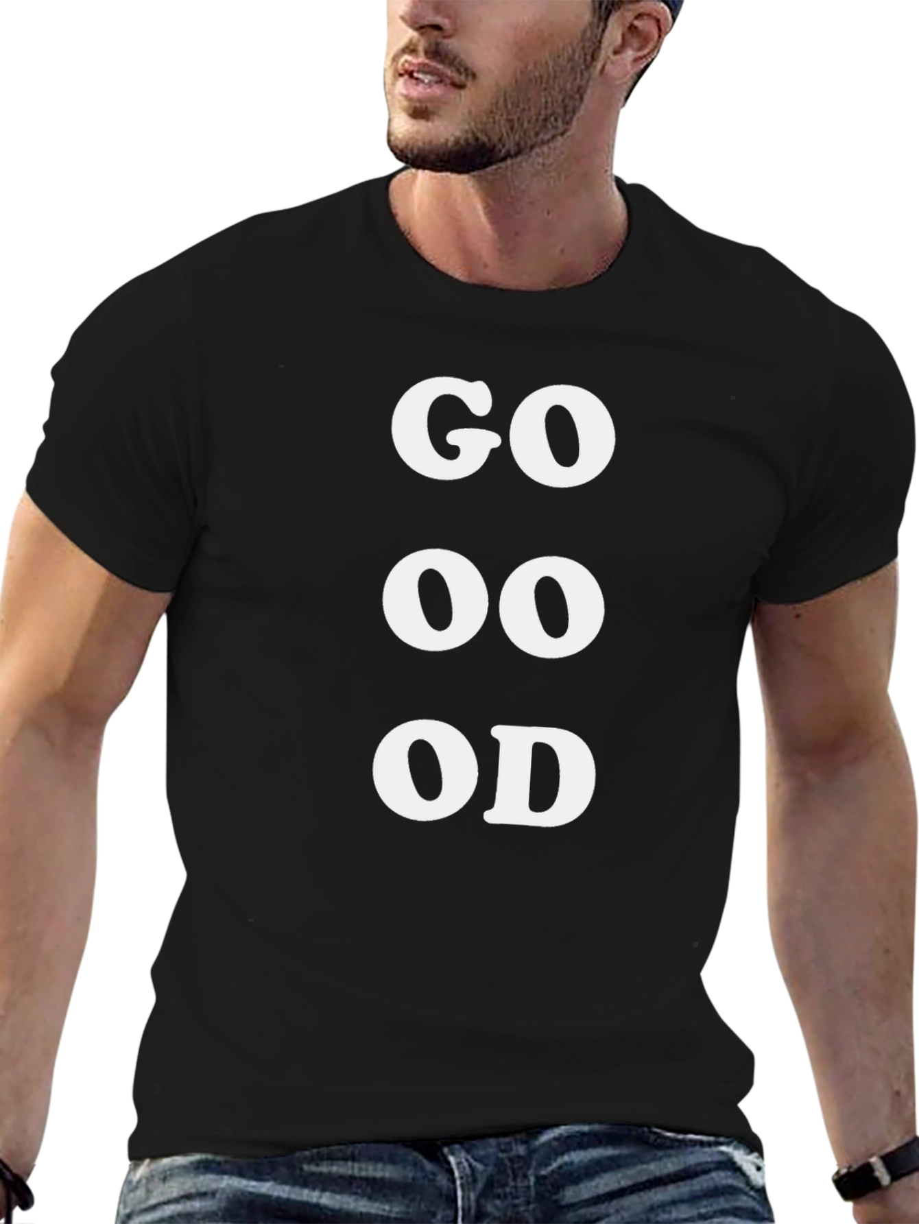 Black Funny 'GO OOD OD' Black Graphic Tee view 6