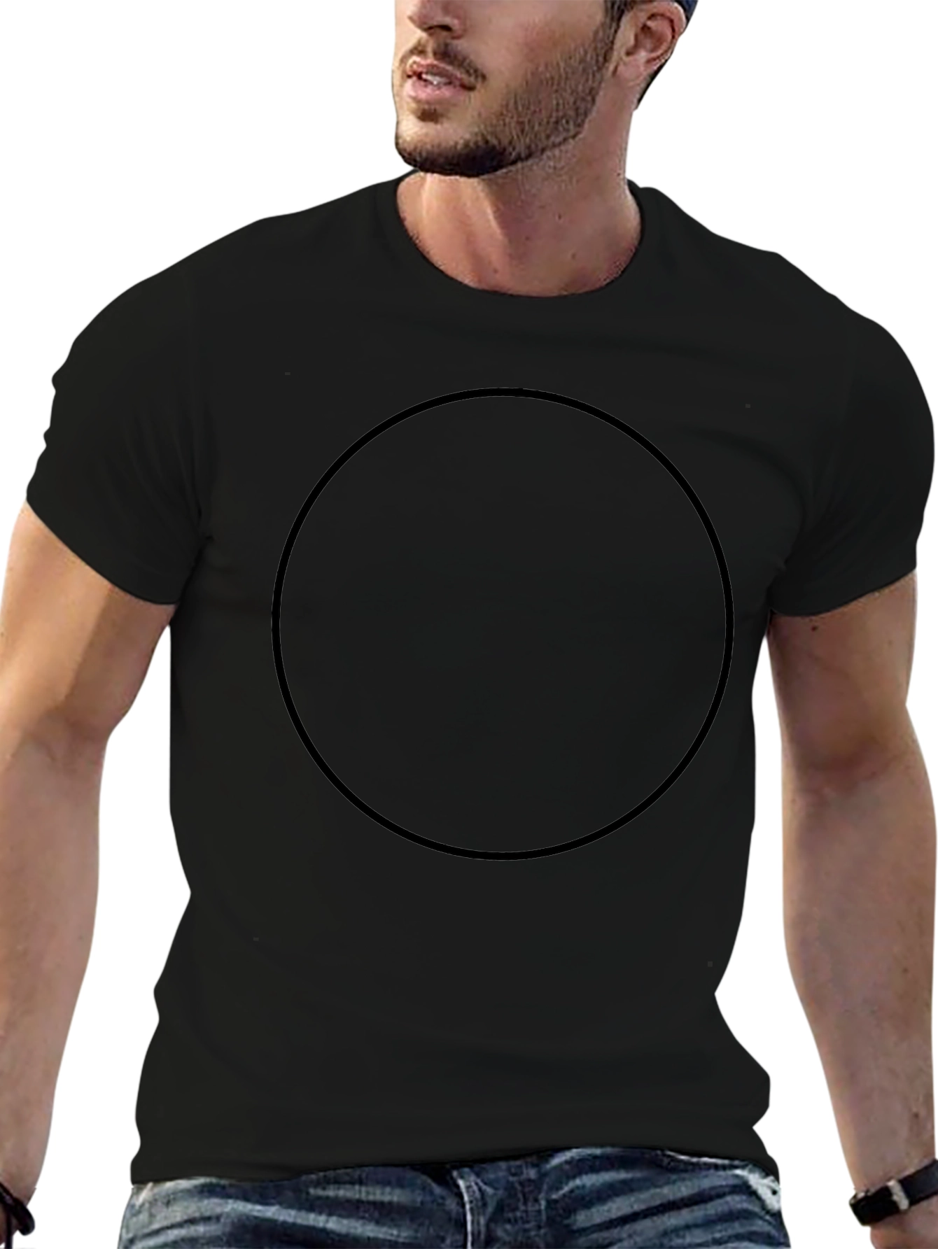Black Plain Black Crew Neck T-Shirt - Essential Casual Wear view 6