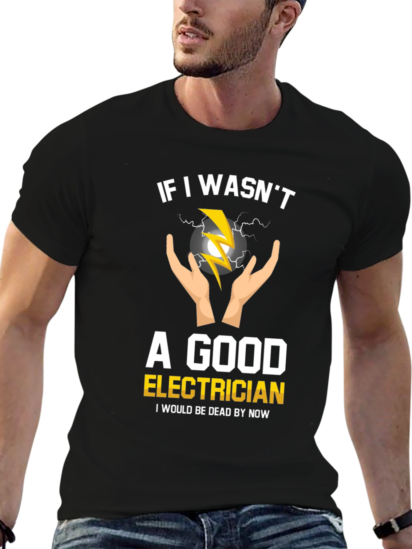 Black Electrician T-Shirt Funny Slogan Tee view 6